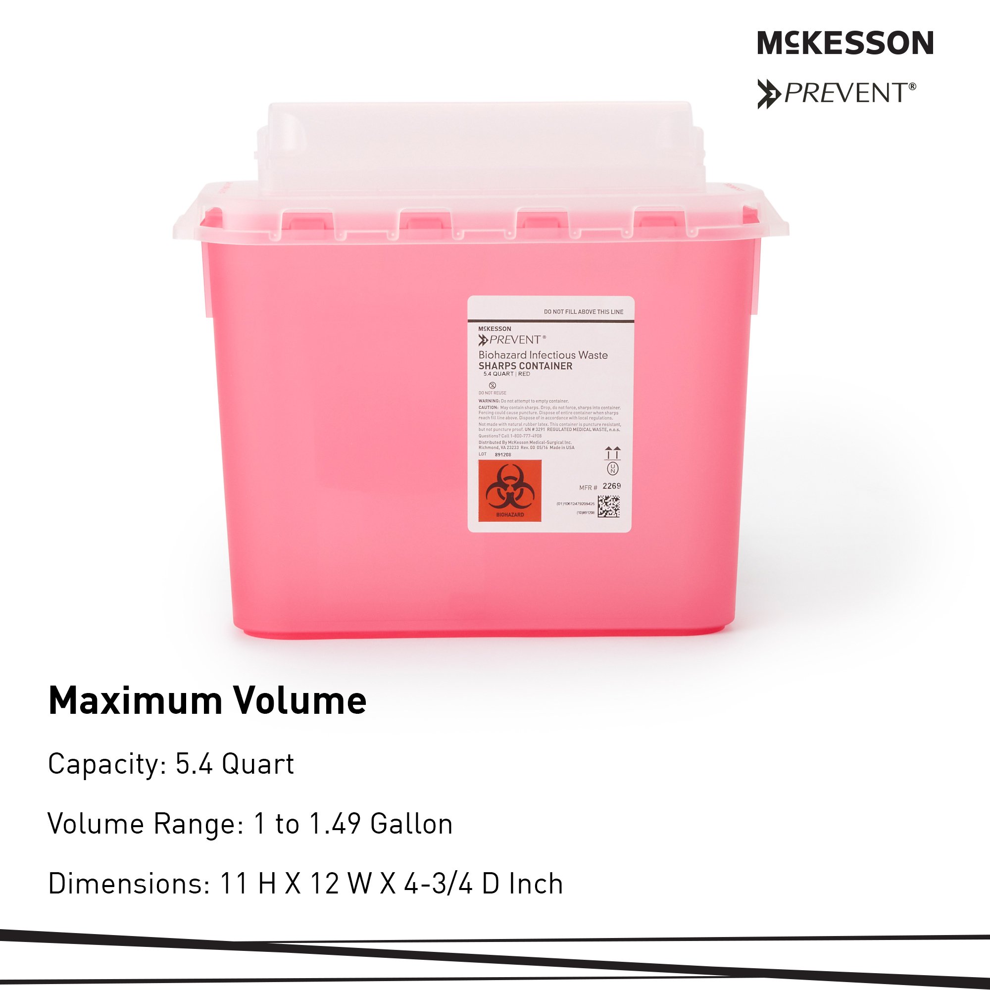 McKesson Brand - 2269 McKesson Prevent® Two-Piece Sharps Container