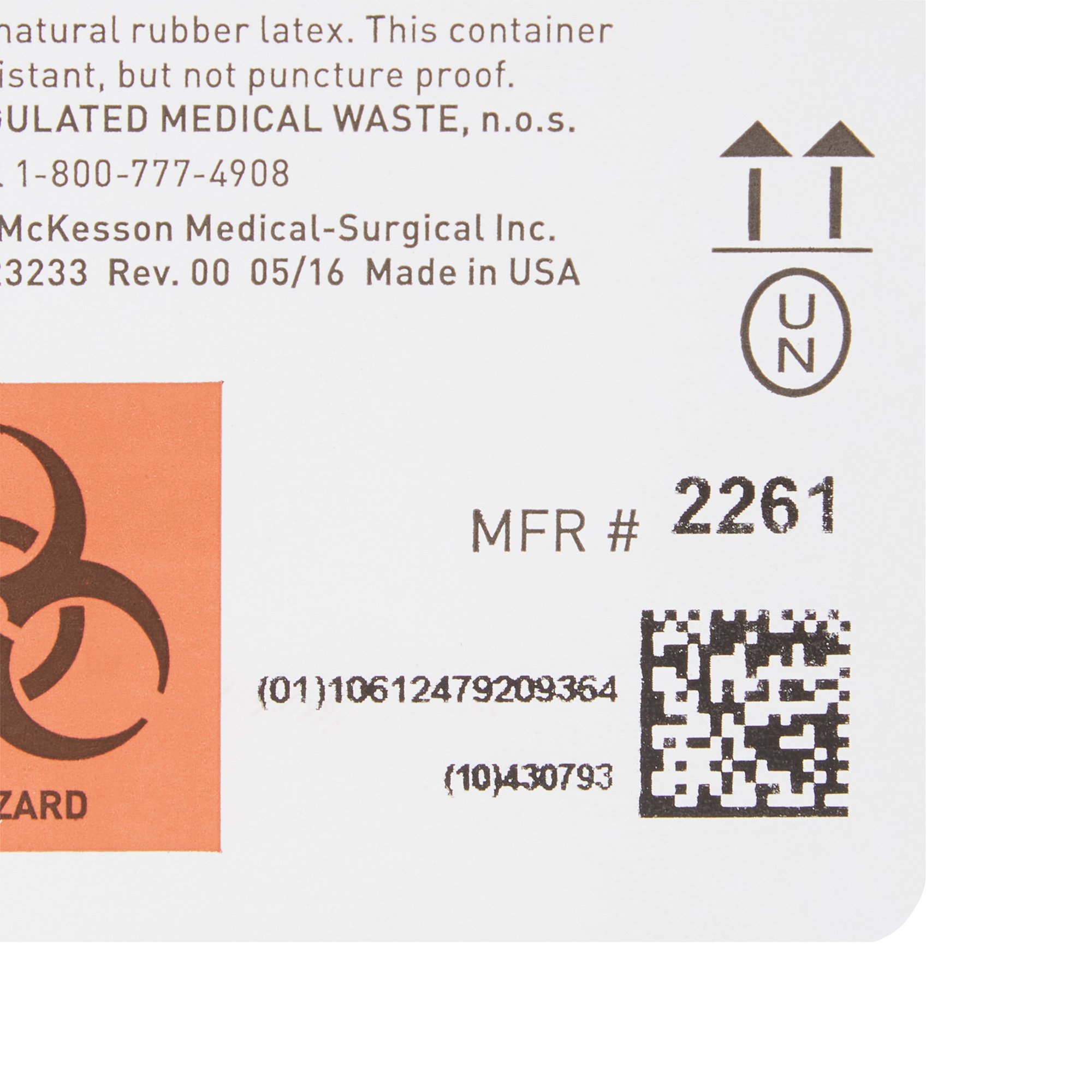 McKesson Brand 2261 - McKesson Prevent® Sharps Container, 1-1/4 Gallon, 10-3/4 x 10-1/2 x 4-3/4 Inch - 1/Each, 20/Case