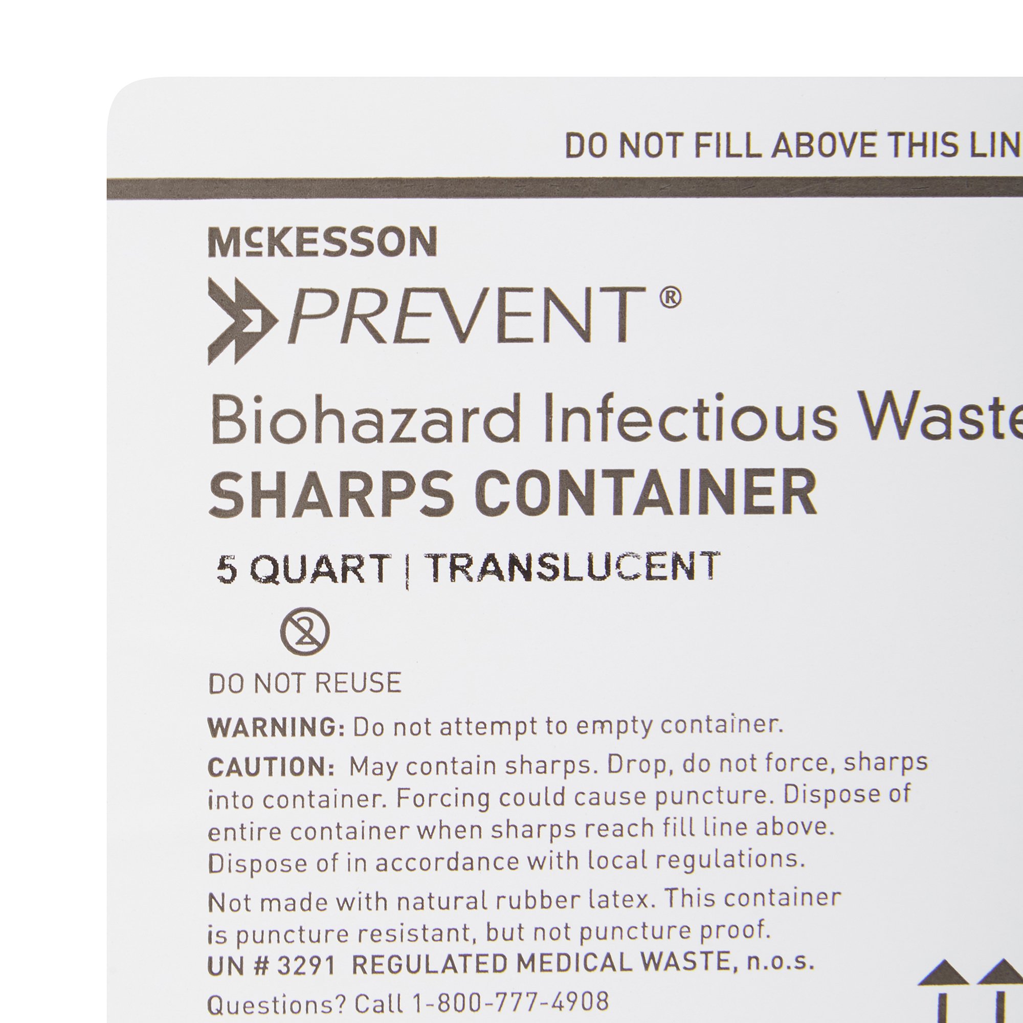 McKesson Brand 2261 - McKesson Prevent® Sharps Container, 1-1/4 Gallon, 10-3/4 x 10-1/2 x 4-3/4 Inch - 1/Each, 20/Case