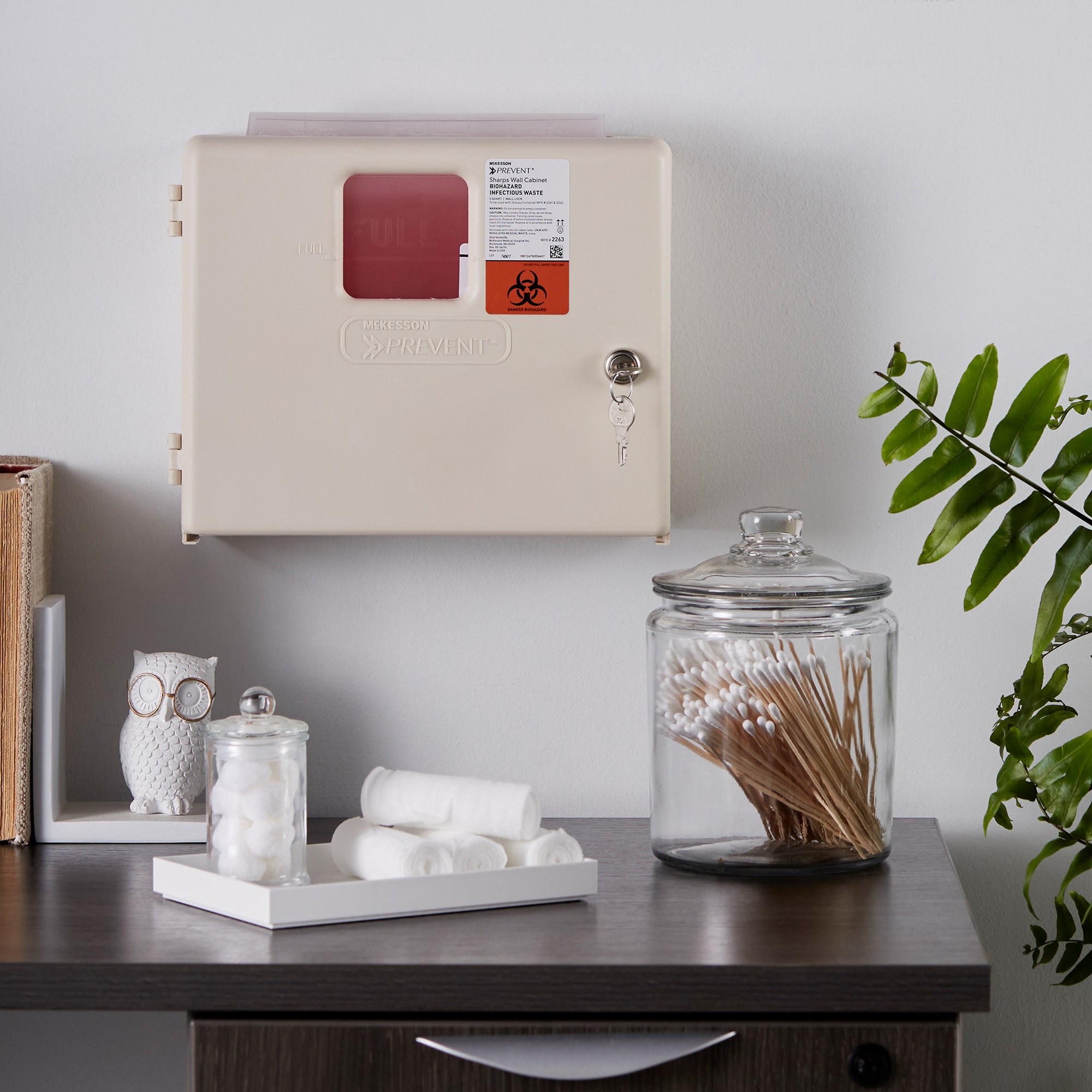 McKesson Brand 2263 - McKesson Prevent® Sharps Collector Wall Cabinet, 12¼ x 4¾ x 10 Inch - 1/Each, 2/Case
