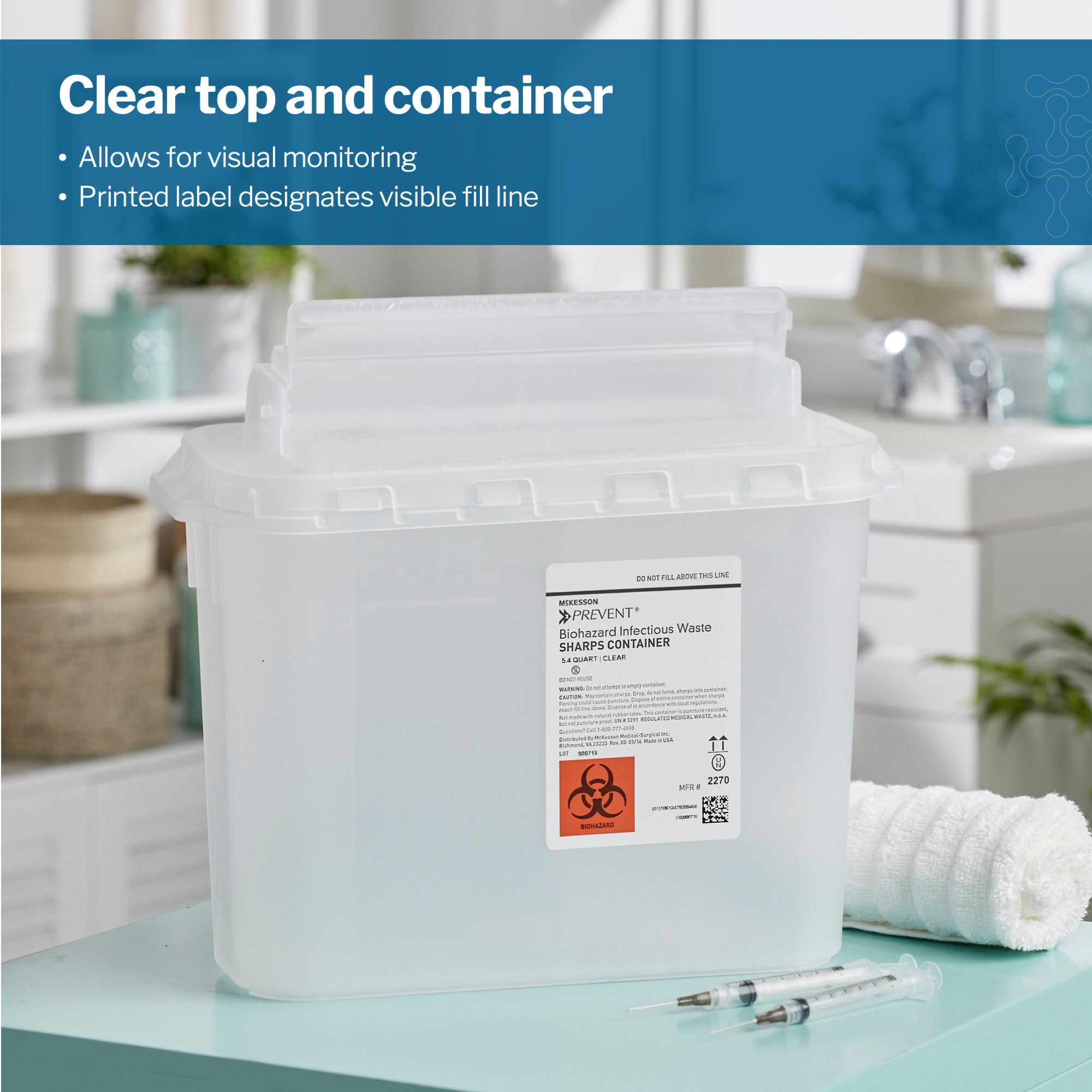 McKesson Brand - 2270 McKesson Prevent® Clear Sharps Container