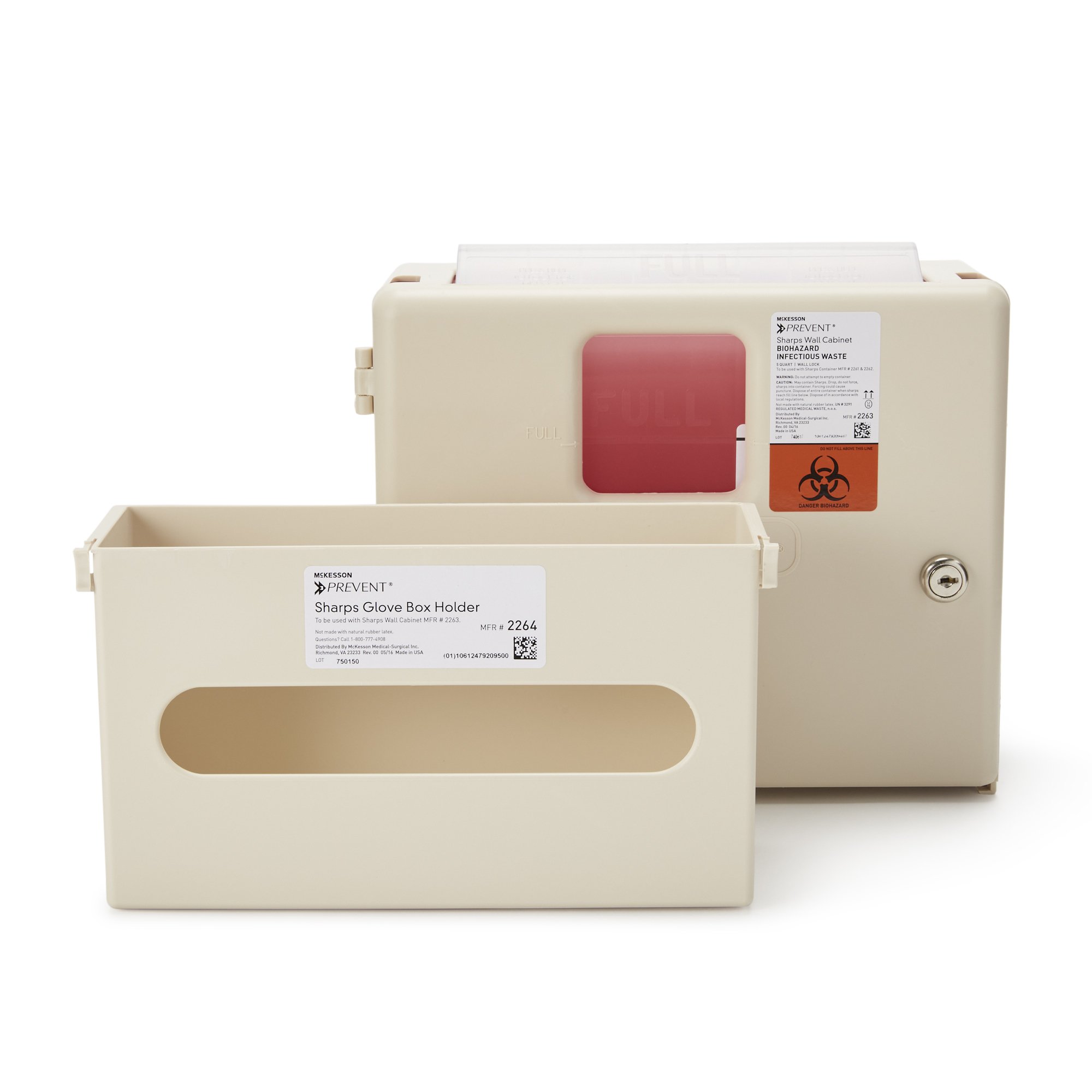 McKesson Brand - 2265 McKesson Prevent® Sharps Wall Cabinet with Glove Box