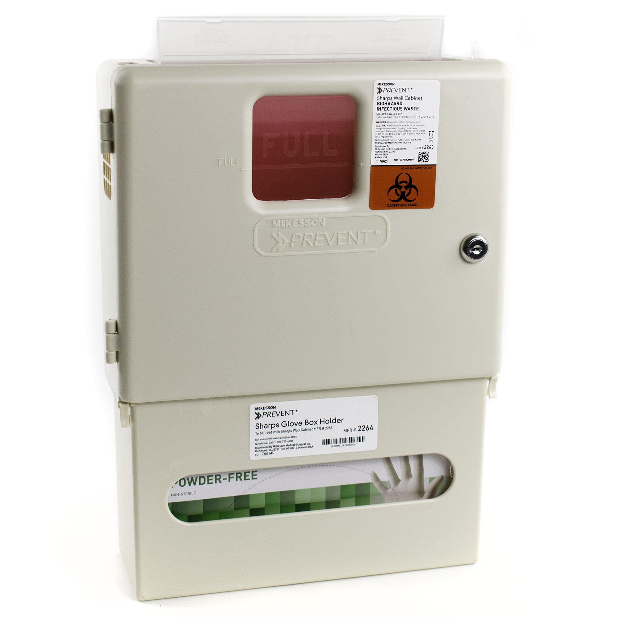 McKesson Brand - 2265 McKesson Prevent® Sharps Wall Cabinet with Glove Box