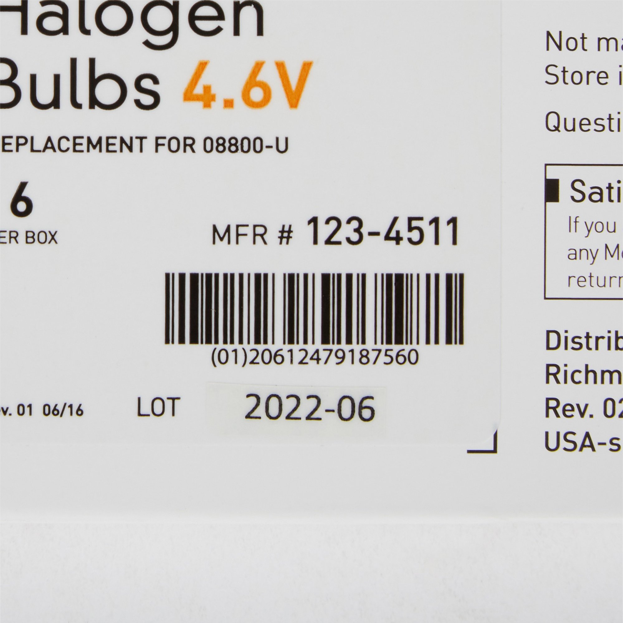 McKesson Brand 123-4511 - McKesson Halogen Lamp, Replacement Bulb for Vaginal Specula, 4.6 Volt 3 Watt - 1/Each, 6/Box