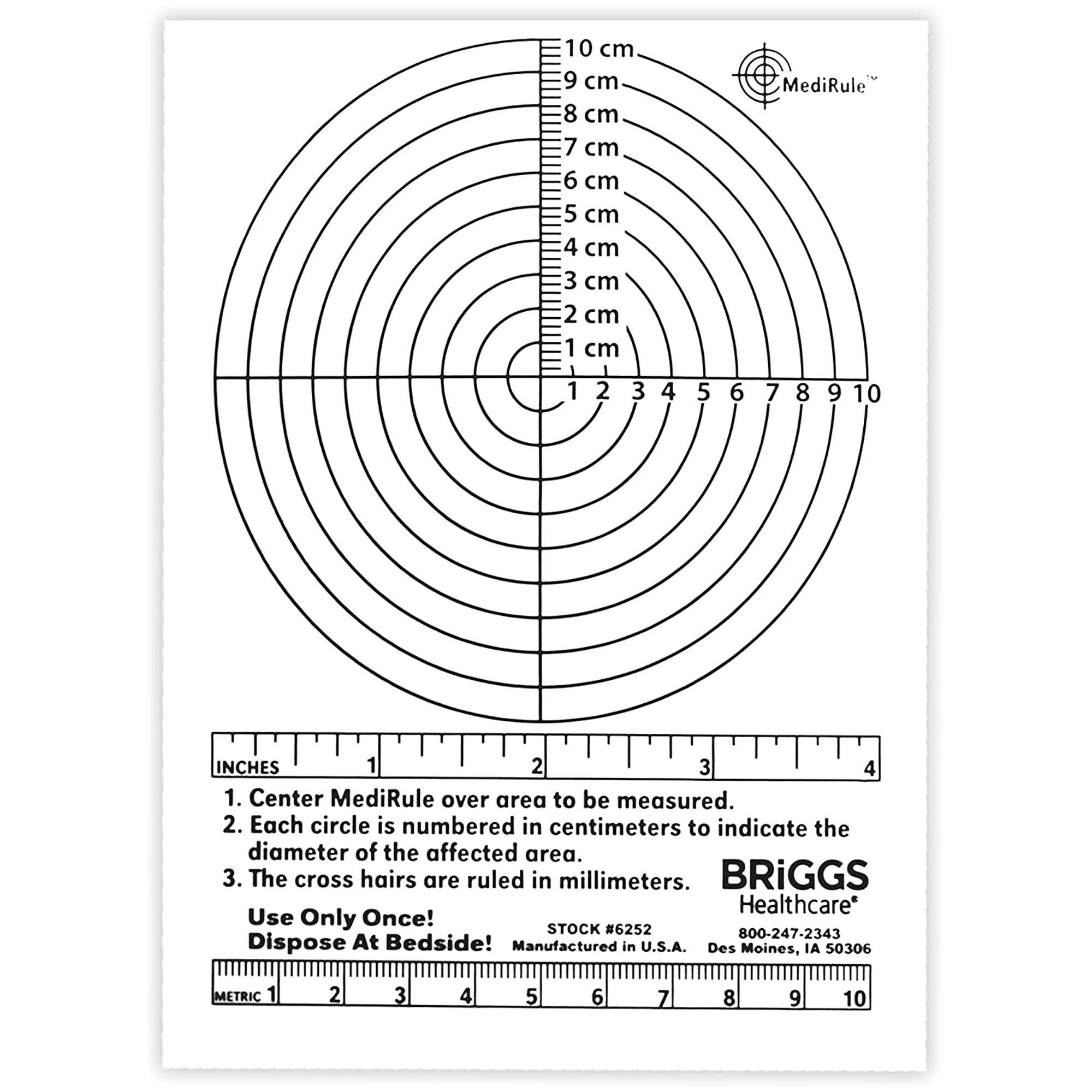 Mabis Healthcare - D 6252 Wound Measuring Device Briggs® MediRule™ 4-1/2 X 6 Inch Plastic