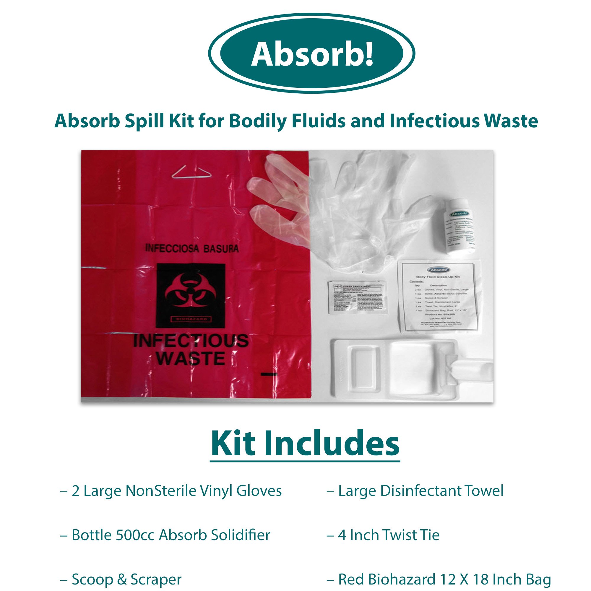 Northfield Manufacturing SPK500 - Absorb! Spill Kit - 1/Each, 50/Case
