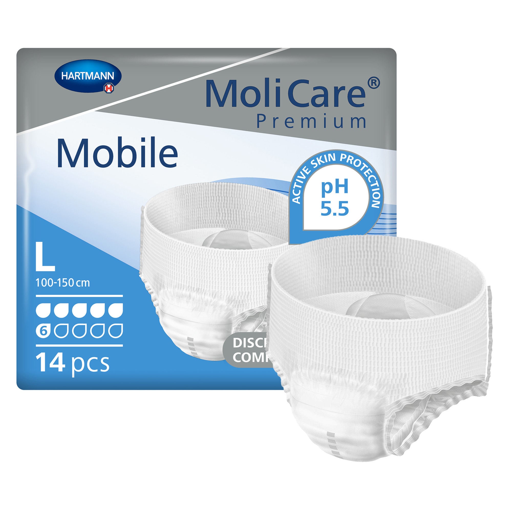 Hartmann - 915833 Absorbent Underwear MoliCare® Premium Mobile 6D Pull-On with Tear Away Seams Adult Large Unisex Disposable Moderate Absorbency