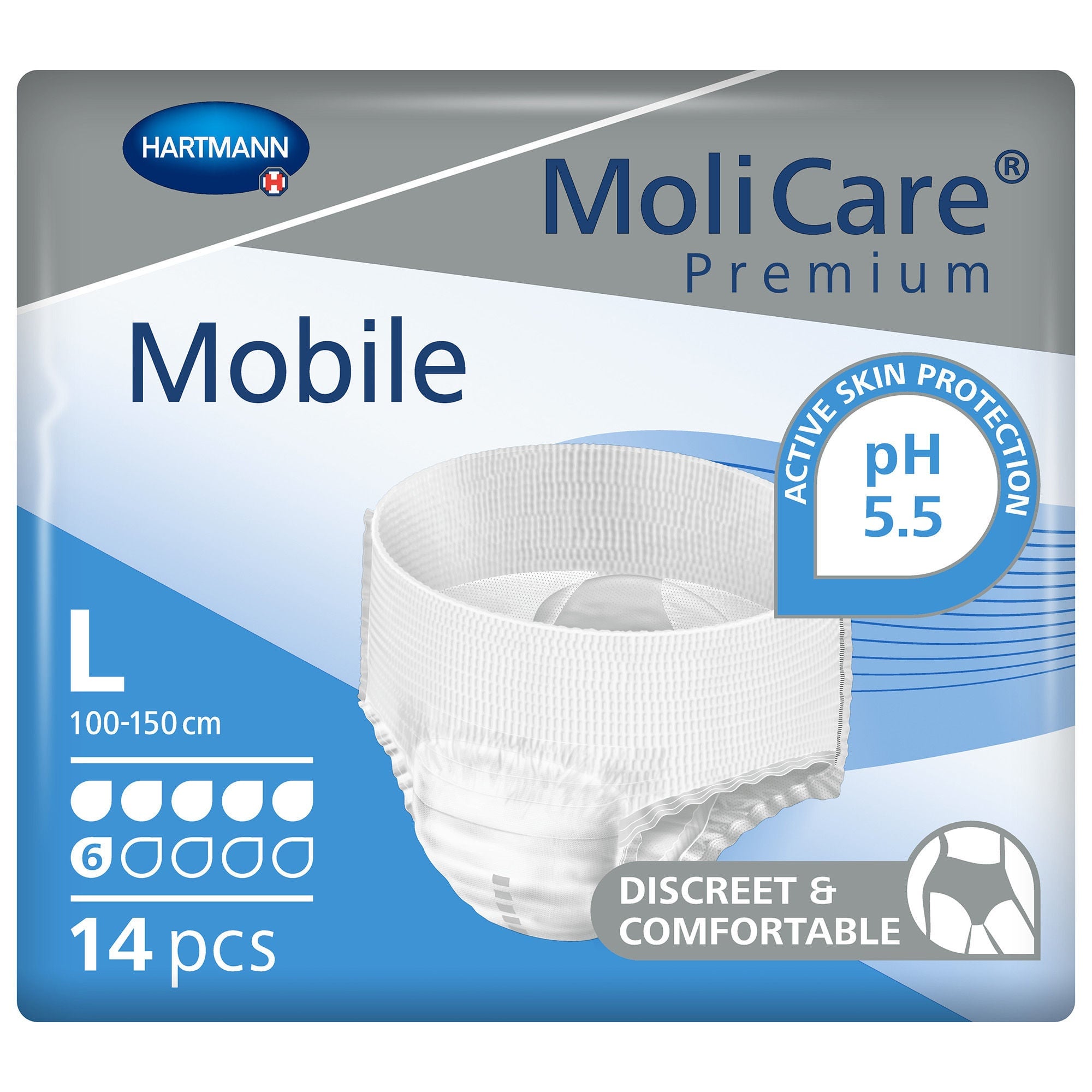Hartmann - 915833 Absorbent Underwear MoliCare® Premium Mobile 6D Pull-On with Tear Away Seams Adult Large Unisex Disposable Moderate Absorbency