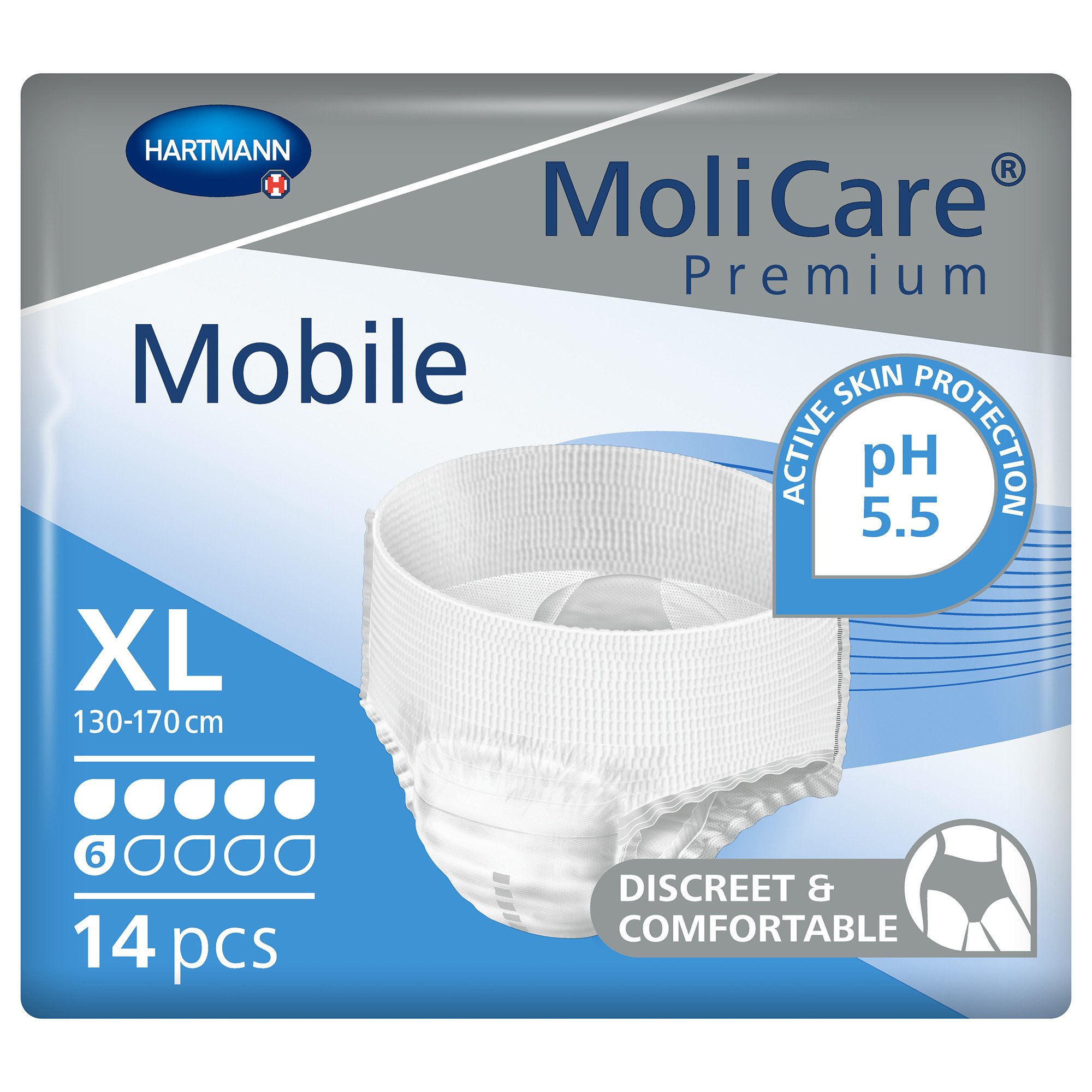 Hartmann 915834 - MoliCare® Premium Mobile 6 Drop Absorbency Incontinence Underwear, Extra Large - 14/Bag, 56/Case