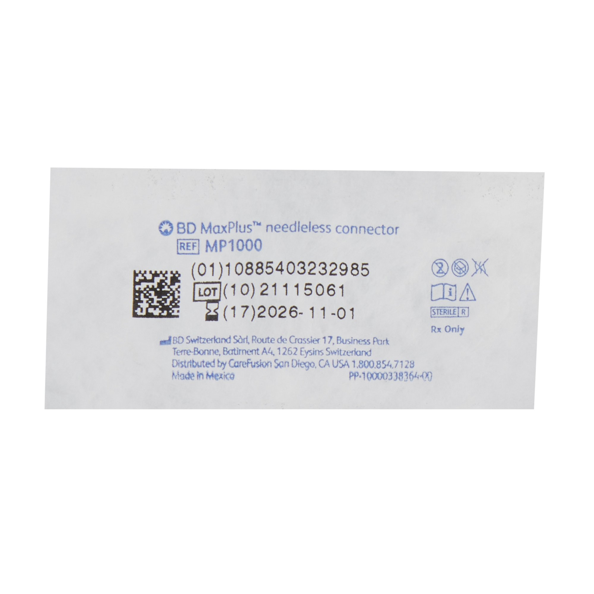 MaxPlus, Clear Needle-Free Needleless Connector MP1000 by BD