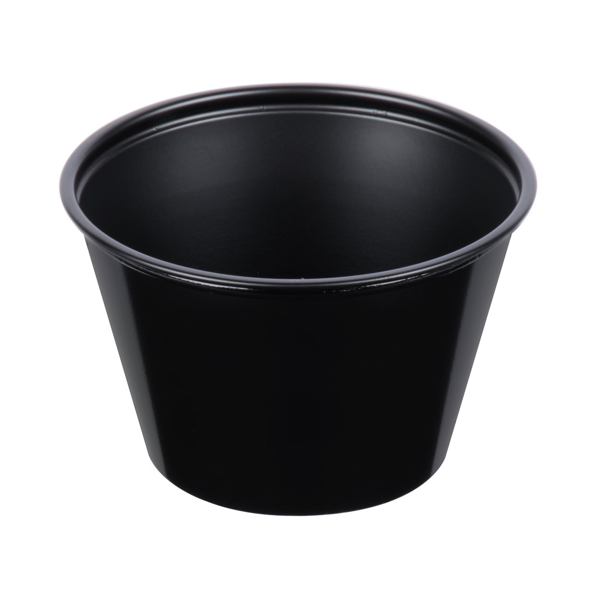 RJ Schinner Co P400BLK - Solo® Black Polystyrene Soufflé Cup, 4-ounce - 1/Sleeve