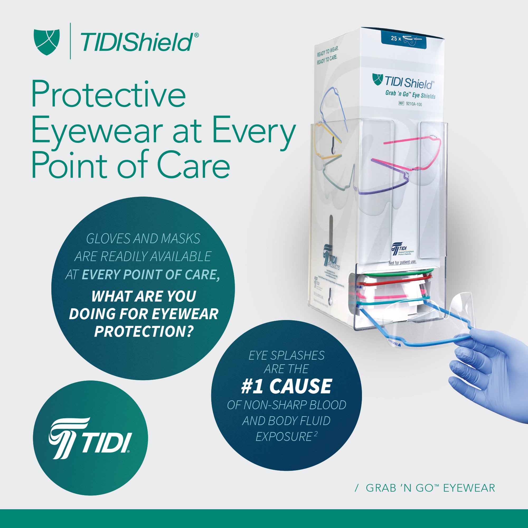 Tidi Products 9210A-100 - TIDIShield® Grab 'n Go™ Eye Shields with Dispenser - 1/Box, 4/Case