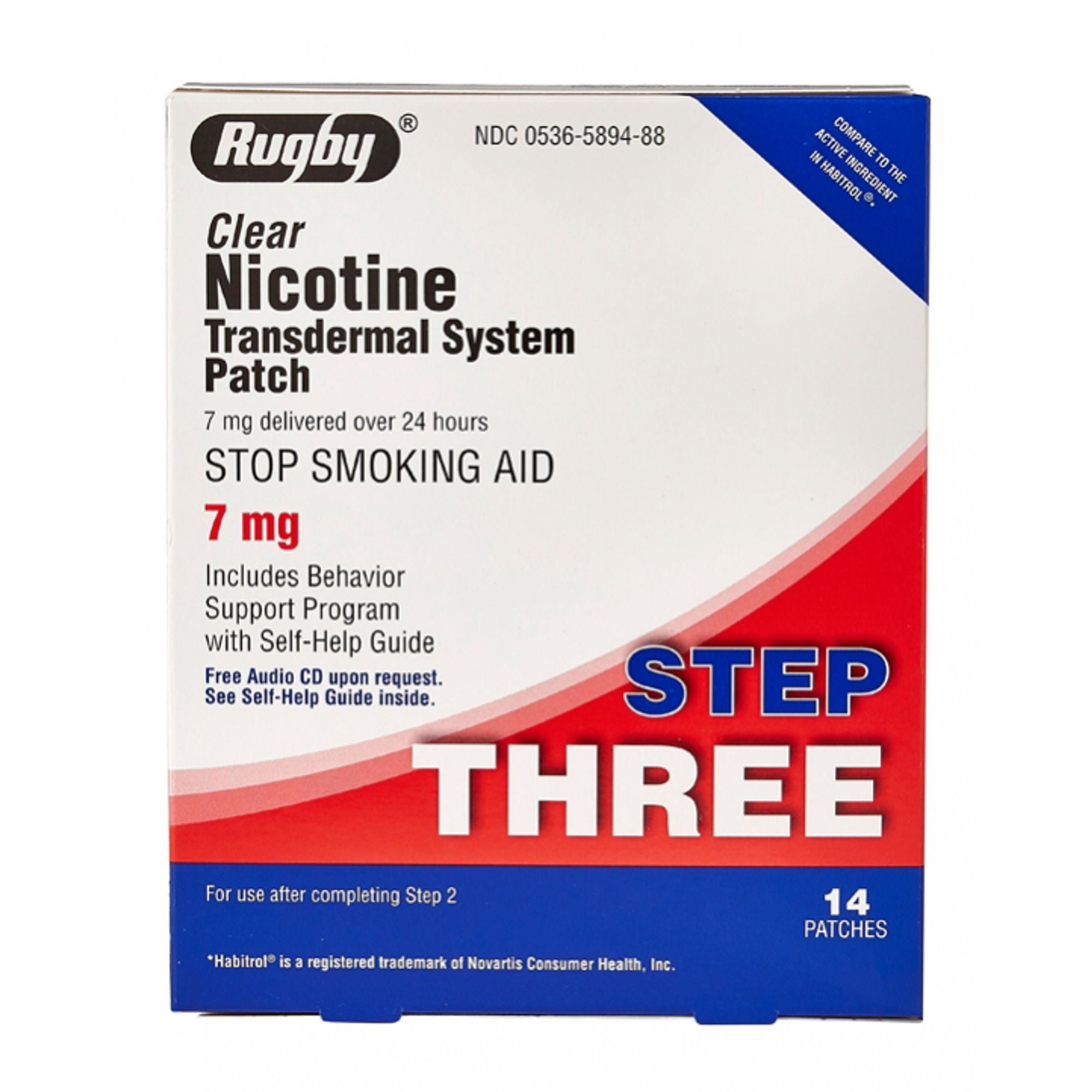 Major Pharmaceuticals - 00536589488 Rugby® Clear Nicotine Transdermal System Patch Stop Smoking Aid