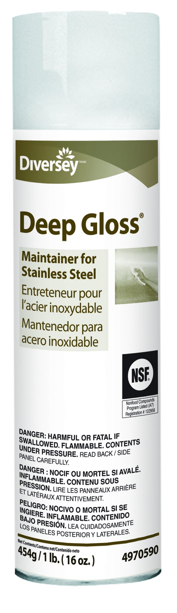 Essendant Co-United Stationers - DVO94970590 Stainless Steel Cleaner Diversey™ Deep Gloss® Oil Based Aerosol Spray Liquid 16 oz. Can Scented NonSterile