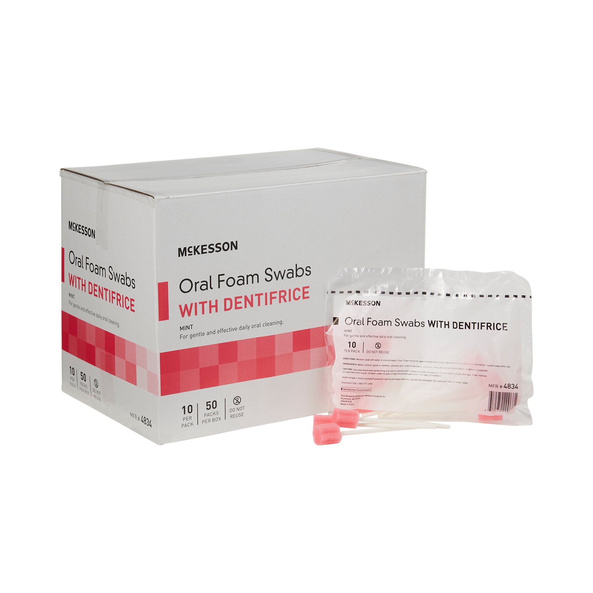 McKesson Brand - 4834 McKesson Oral Swabstick Foam Tip Dentifrice
