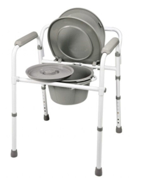 Graham-Field - 7108A 3-in-1 Commode Chair Lumex® Padded Fixed Arms Steel Frame Back Bar 14 Inch Seat Width 300 lbs. Weight Capacity