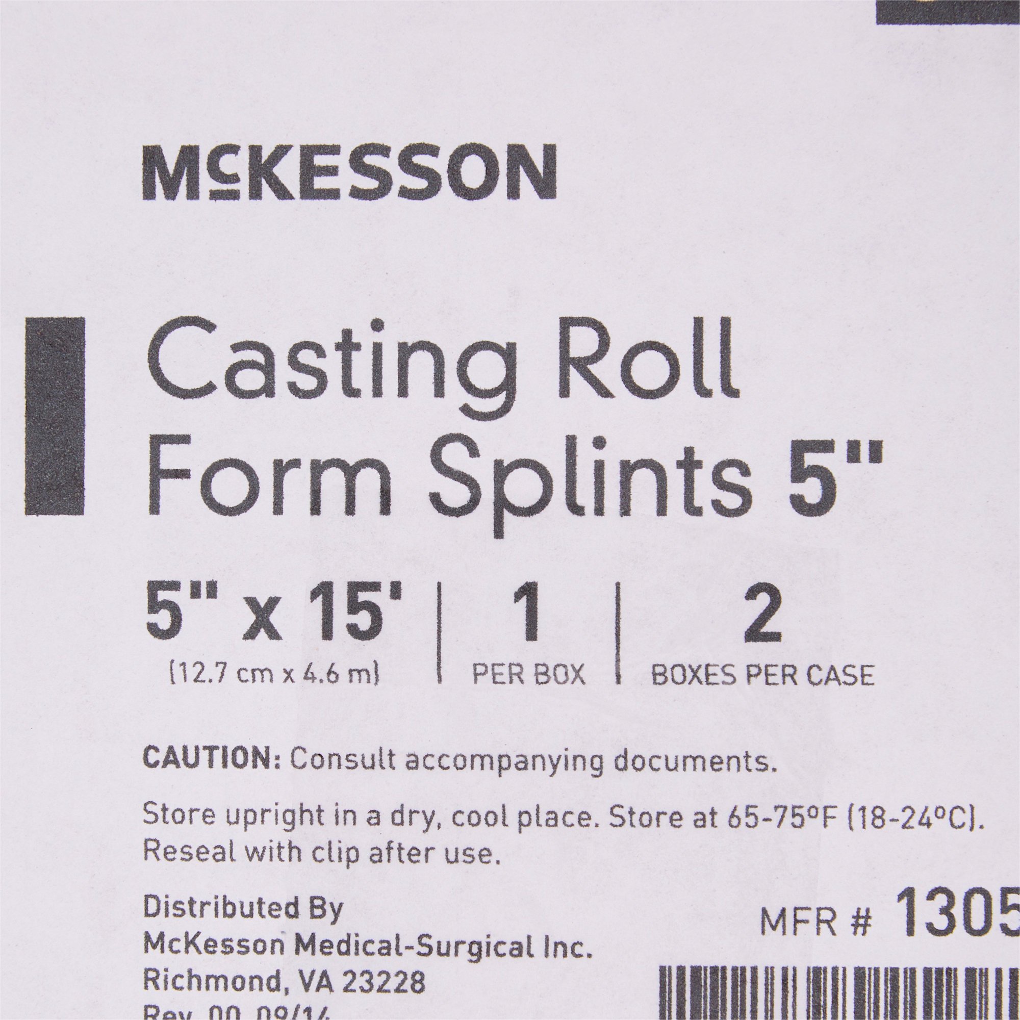 McKesson Brand 1305 - McKesson White Casting Roll Form Splints, 5 Inch x 5 Yard - 1/Box, 2/Case