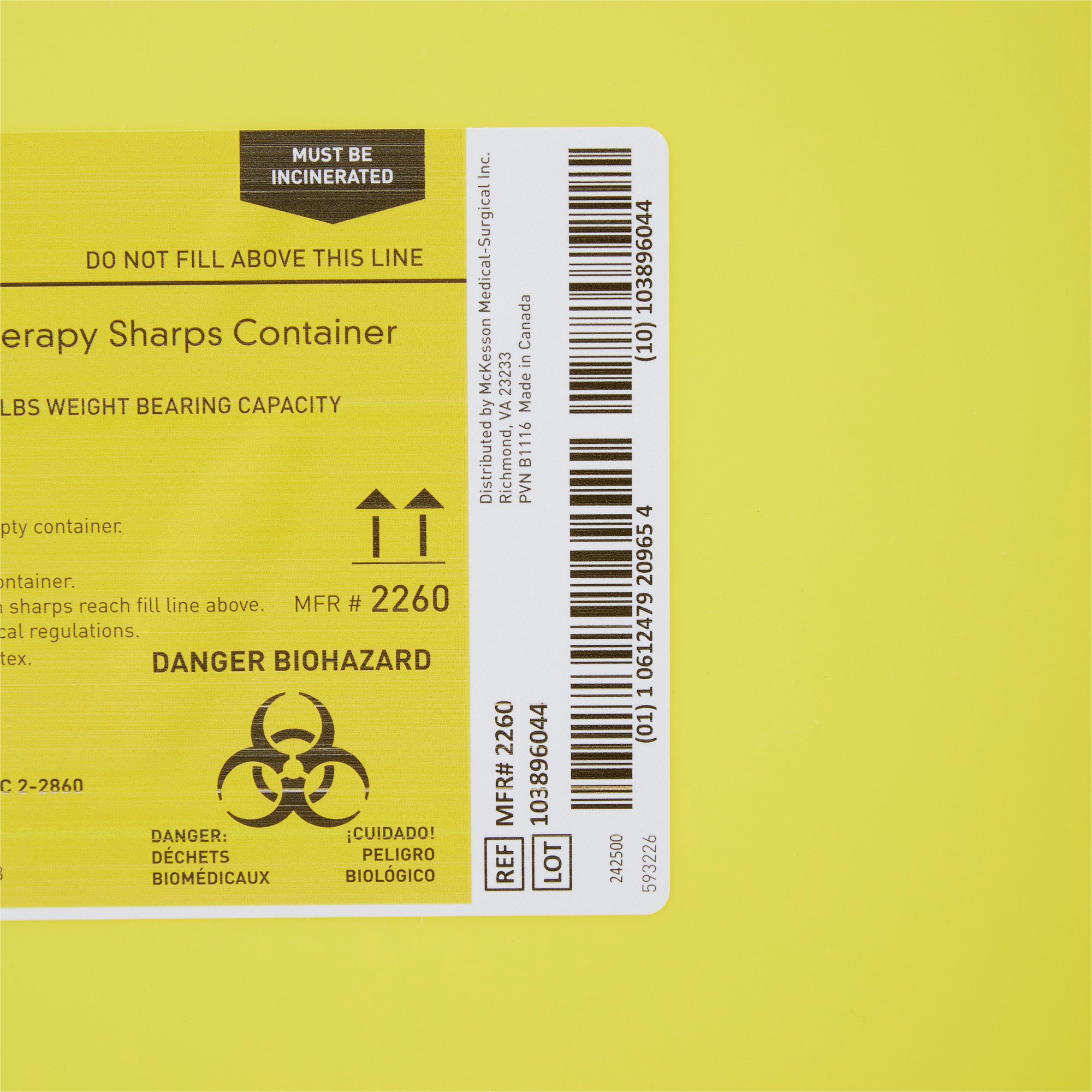 McKesson Brand 2260 - McKesson Prevent® Chemotherapy Sharps Container, 18-Gal., 24.6 x 17.3 x 13 Inch - 1/Each, 7/Case