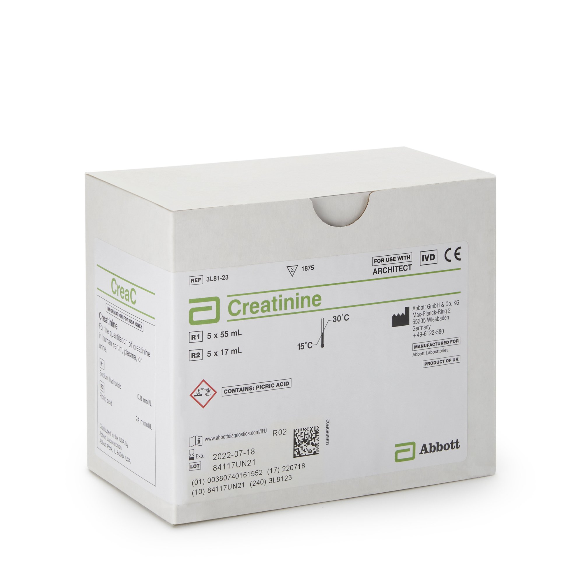 Abbott 03L8123 - Architect™ Reagent for use with Architect c16000 Analyzer, Creatinine test - 1/Box