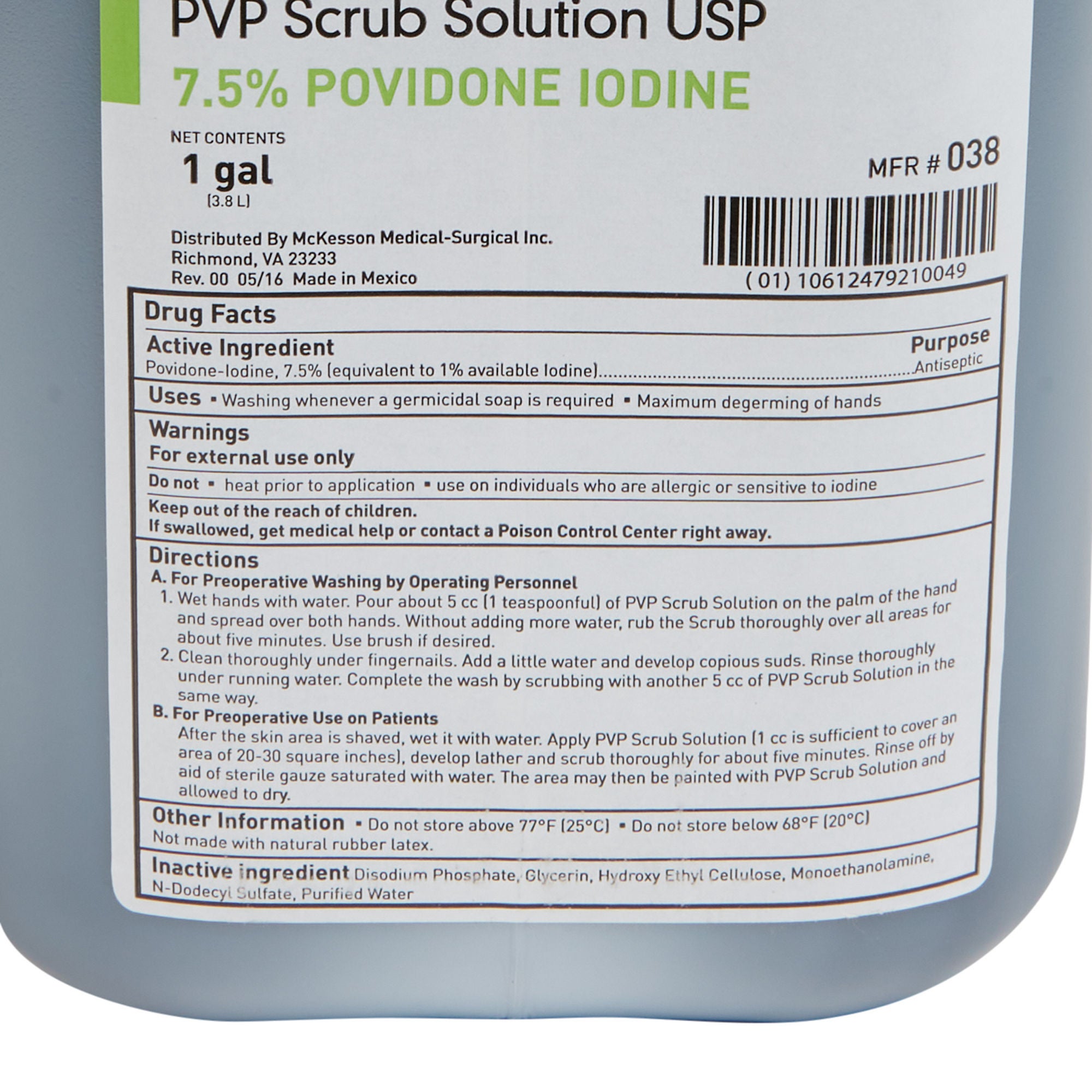 McKesson Brand - 038 McKesson Prep Solution 1 gal. Jug