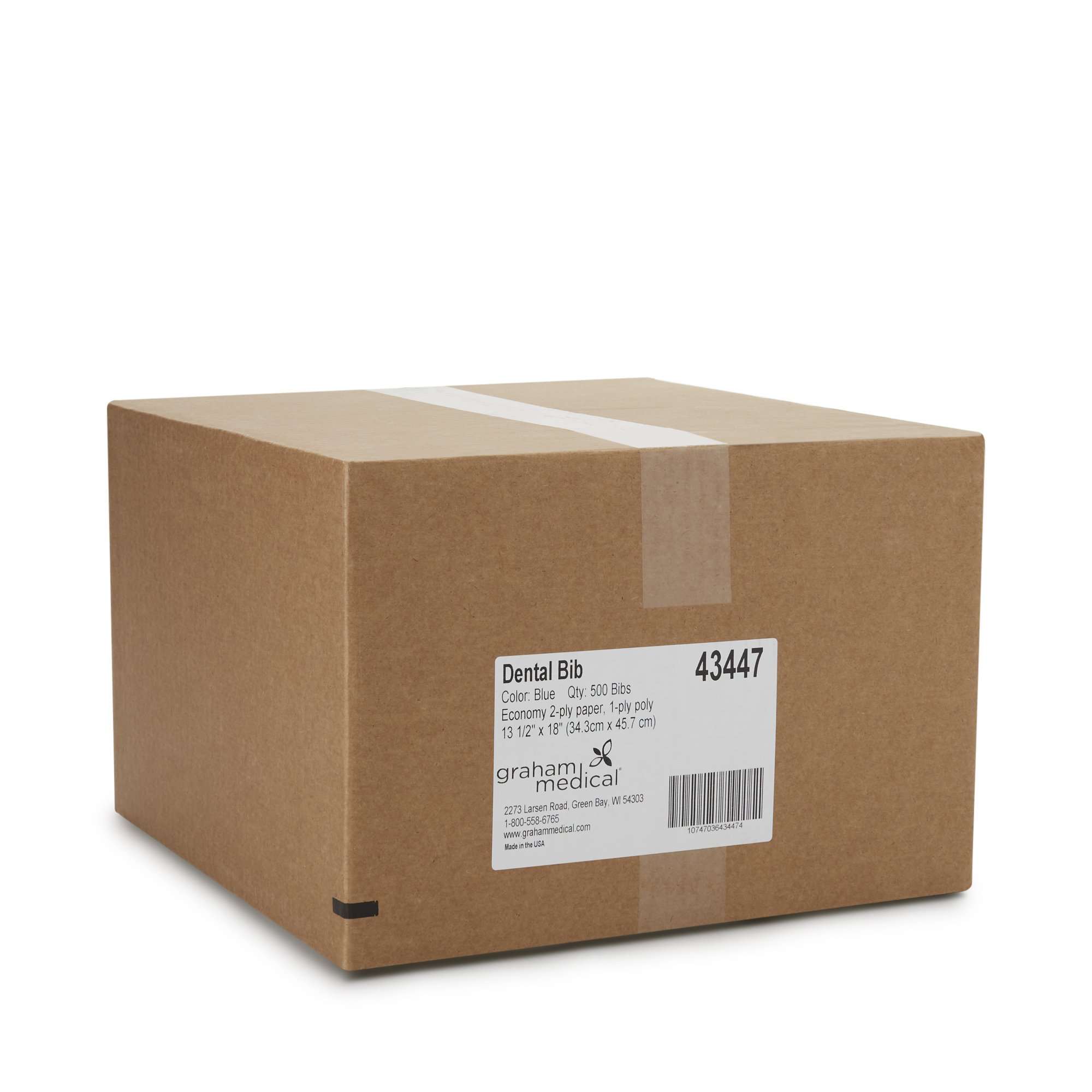 Graham Medical Products 43447 - Graham Medical Blue Dental Bib, 13½ x 18 Inch - 1/Case