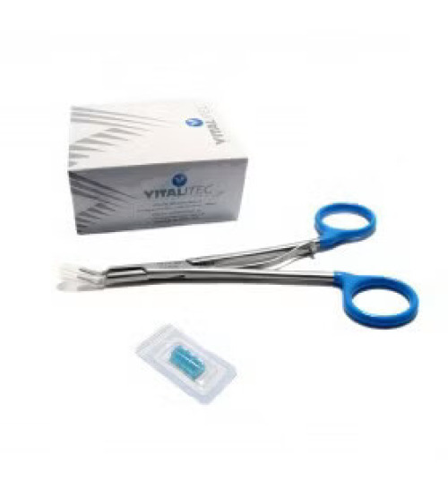 Advanced Meditech International - 4030DX Ligating Clip Applier Set Vitalitec 6 Medium Clips Finger Ring Handle Curved Tip
