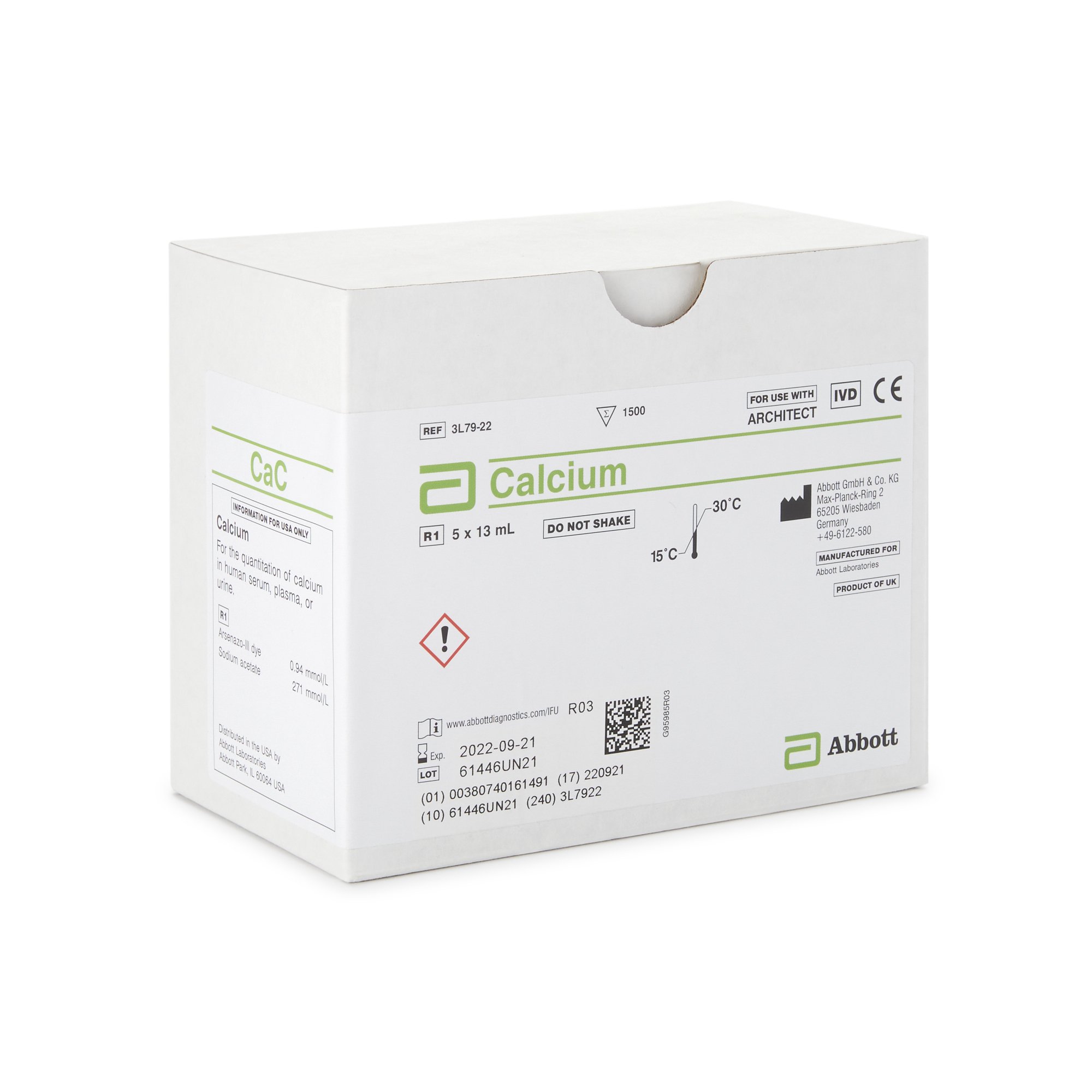 Abbott 03L7922 - Architect™ Reagent for use with Architect c16000 Analyzer, Calcium test - 1/Box