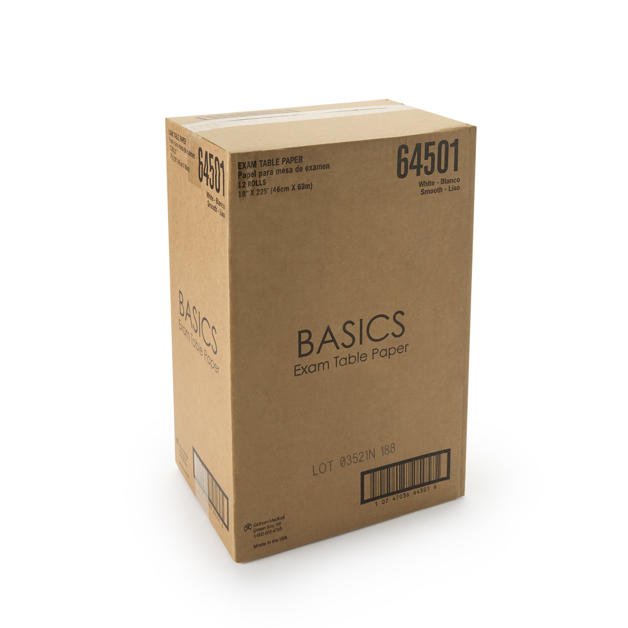 Graham Medical Products 64501 - Graham Medical Table Paper, 18 Inch x 225 Foot, White - 12/Case