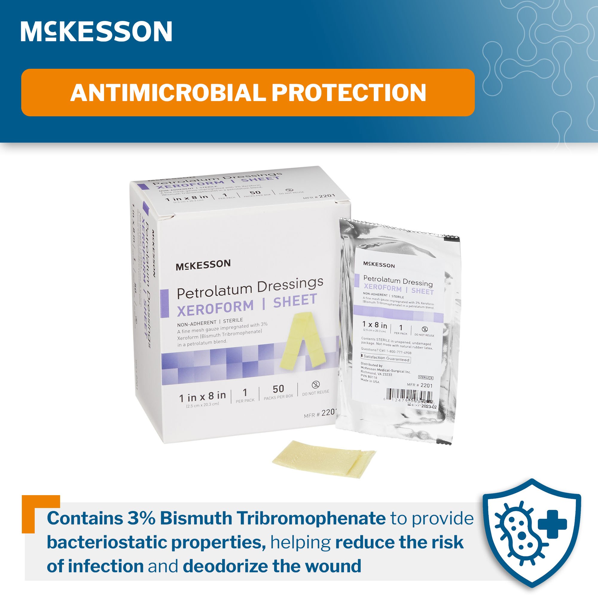 McKesson Brand - 2201 McKesson Xeroform Petrolatum Impregnated Dressing