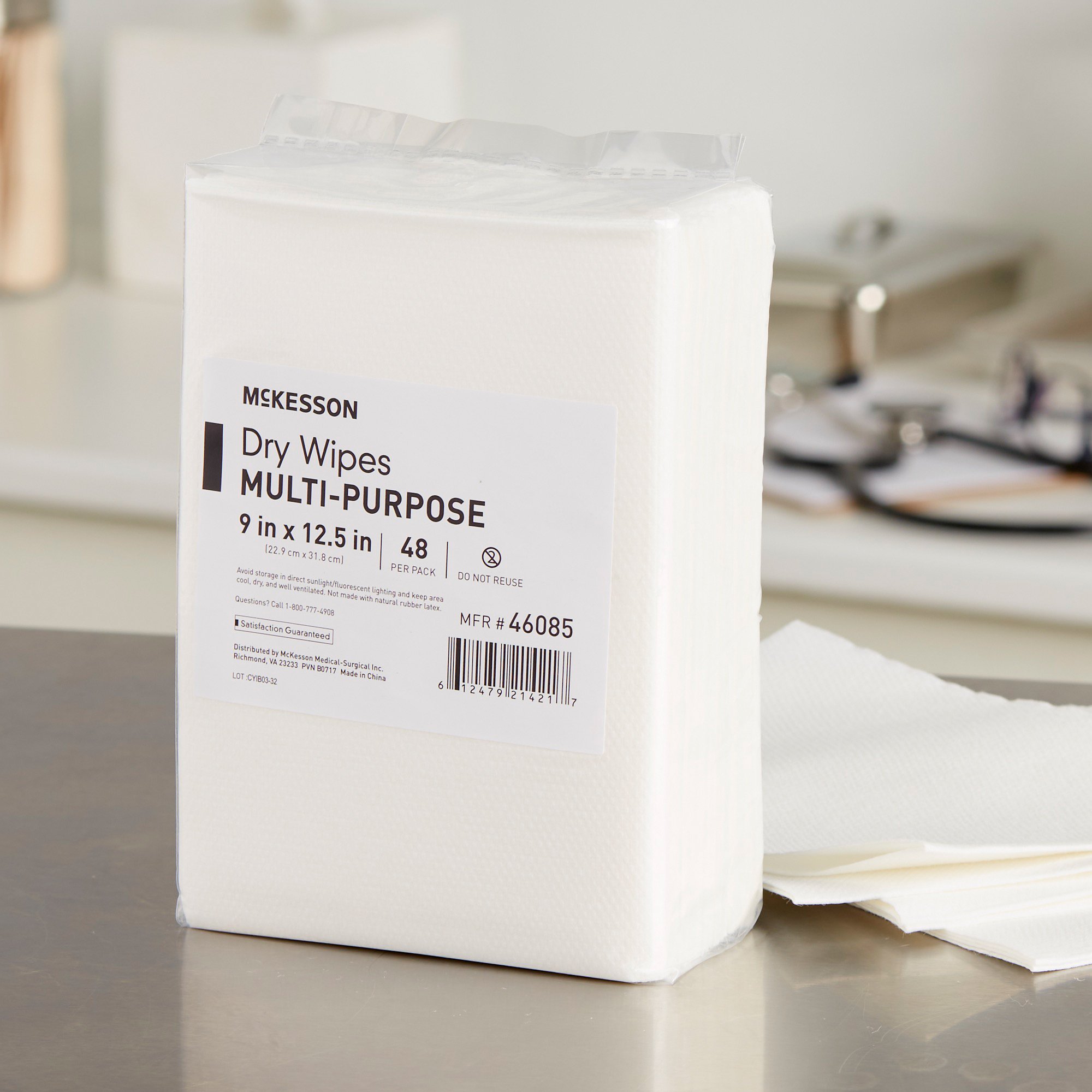 McKesson Brand 46085 - McKesson Dry Wipes, Multi-Purpose, 9 x 12.5 Inch - 48/Pack, 768/Case