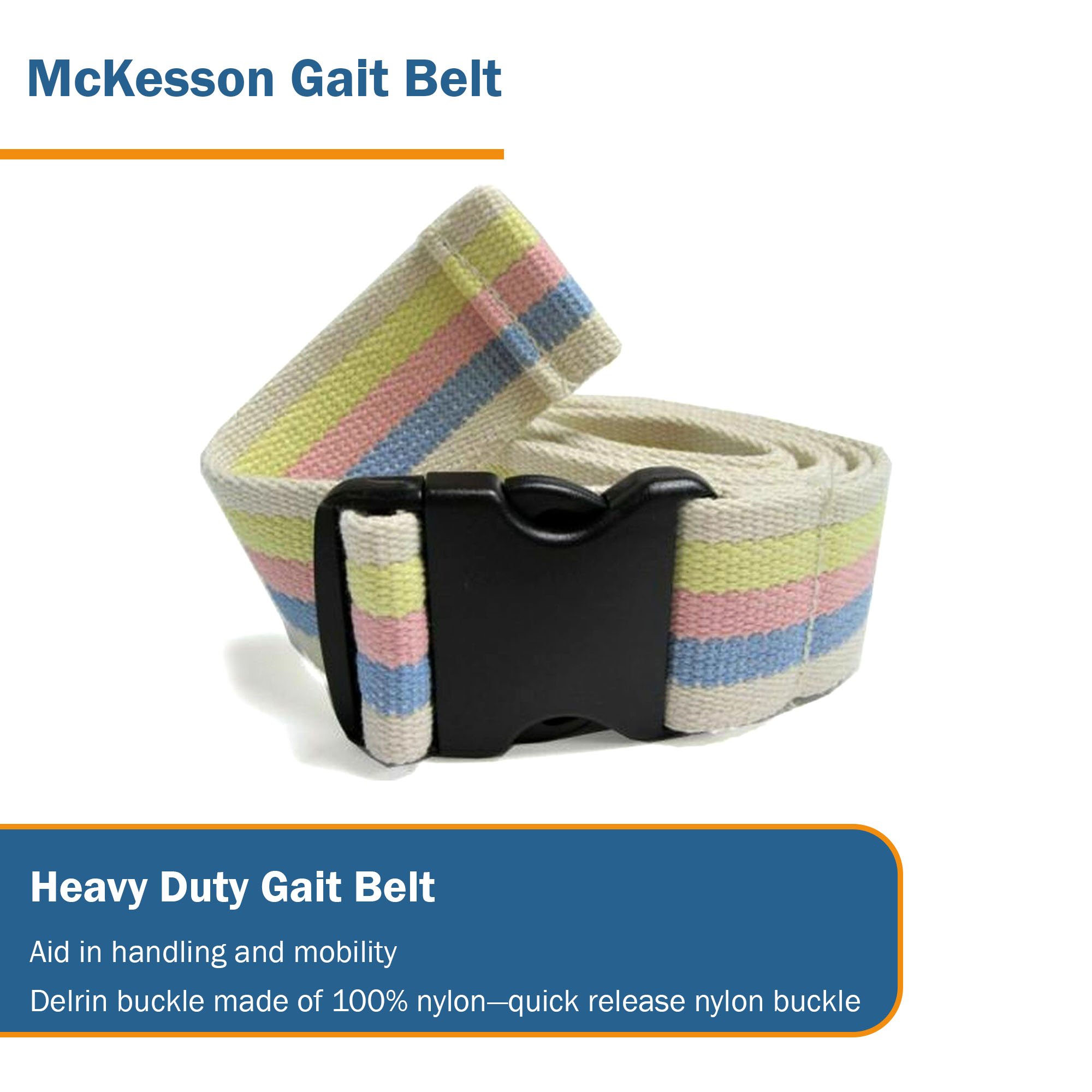 McKesson Brand 860 - McKesson Pastel Stripe Gait Belt, 60 Inch - 1/Each, 48/Case