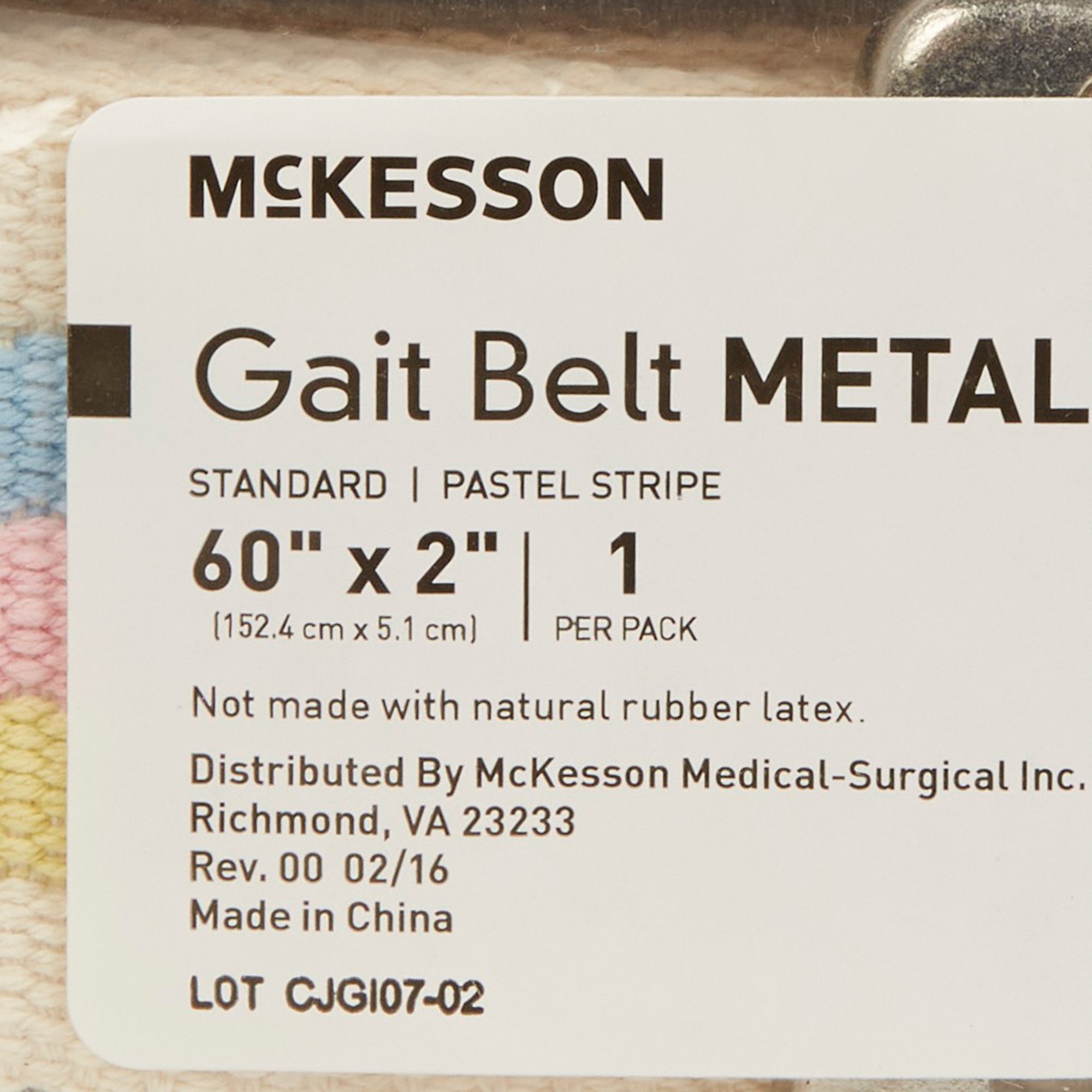 McKesson Brand 857 - McKesson Pastel Stripe Gait Belt, 60 Inch - 1/Each, 48/Case