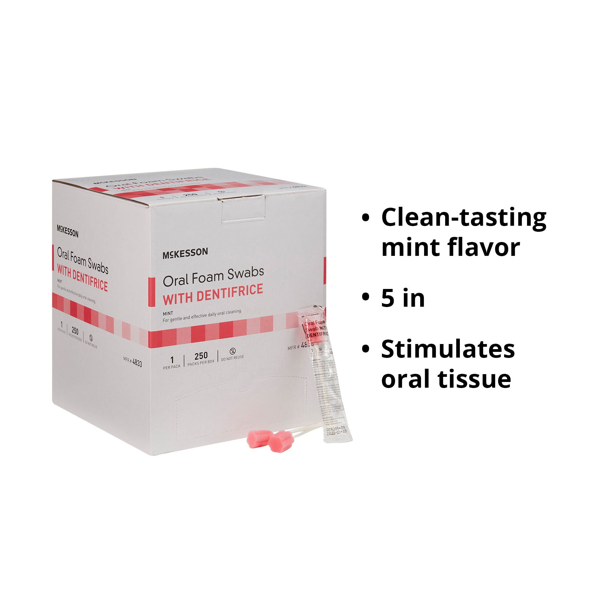 McKesson Brand - 4833 McKesson Oral Swabstick Foam Tip Dentifrice