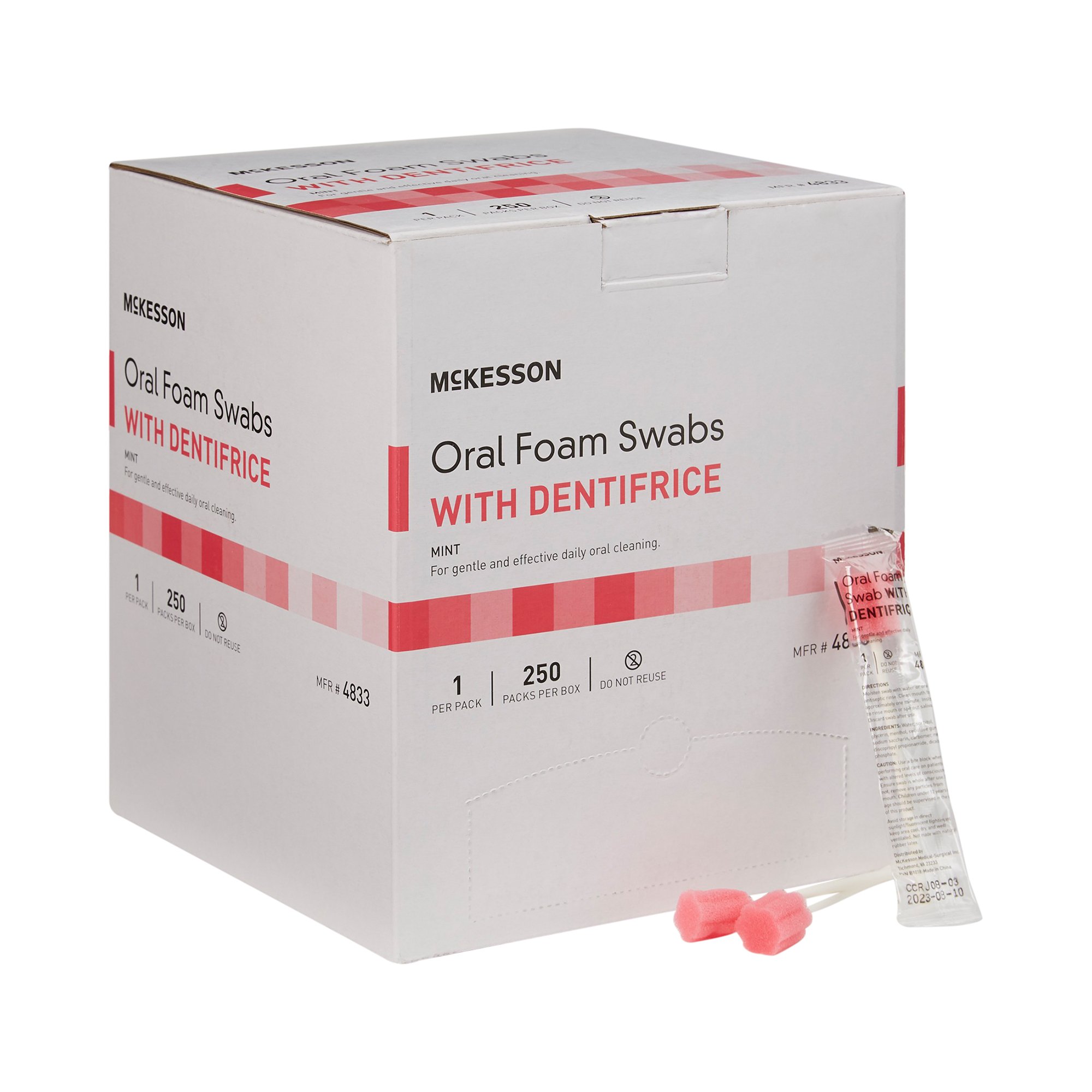 McKesson Brand - 4833 McKesson Oral Swabstick Foam Tip Dentifrice