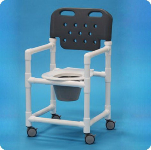IPU - ESC 817 P G Commode / Shower Chair Economy Fixed Arms PVC Frame With Backrest 21 Inch Seat Width 300 lbs. Weight Capacity