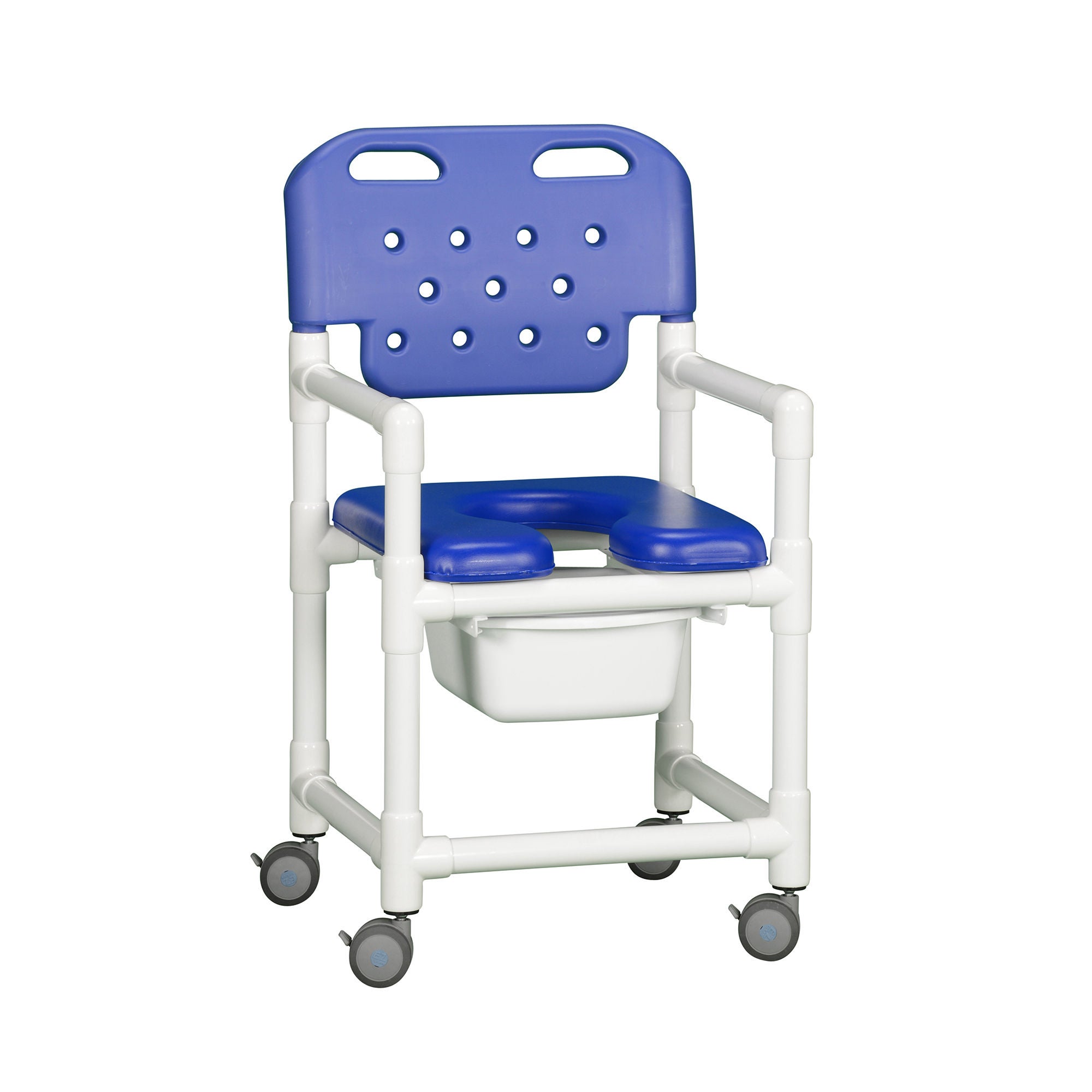 IPU - ESC OF817 P B Commode / Shower Chair Economy Fixed Arms PVC Frame With Backrest 21 Inch Seat Width 300 lbs. Weight Capacity