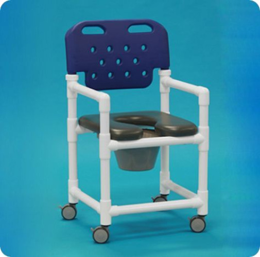 IPU - ESC OF817 P B Commode / Shower Chair Economy Fixed Arms PVC Frame With Backrest 21 Inch Seat Width 300 lbs. Weight Capacity