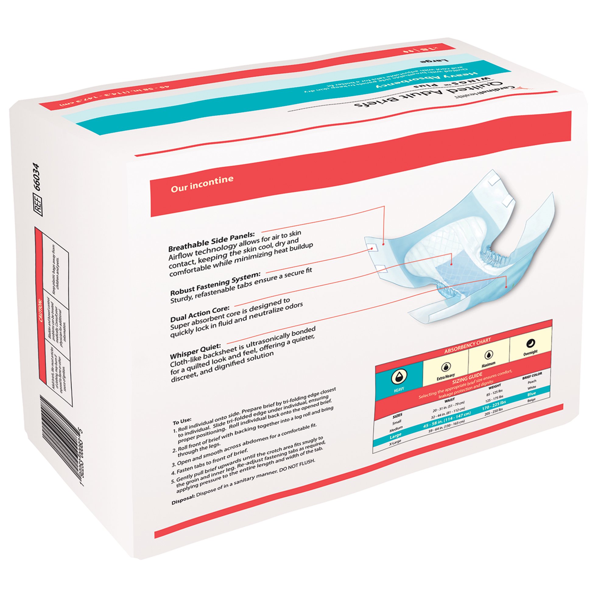 Cardinal - 66034 Wings™ Plus Quilted Heavy Absorbency Incontinence Brief