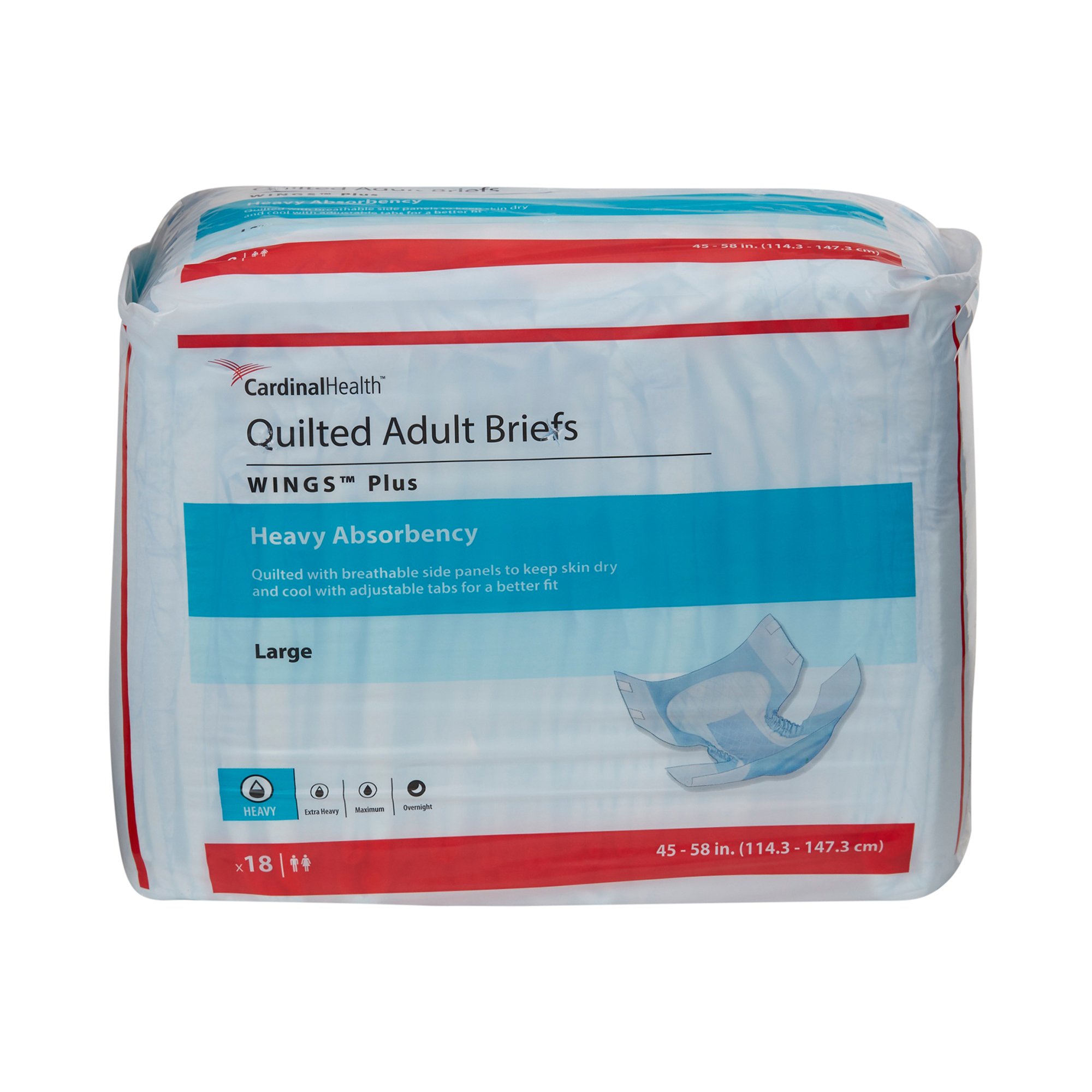 Cardinal - 66034 Wings™ Plus Quilted Heavy Absorbency Incontinence Brief