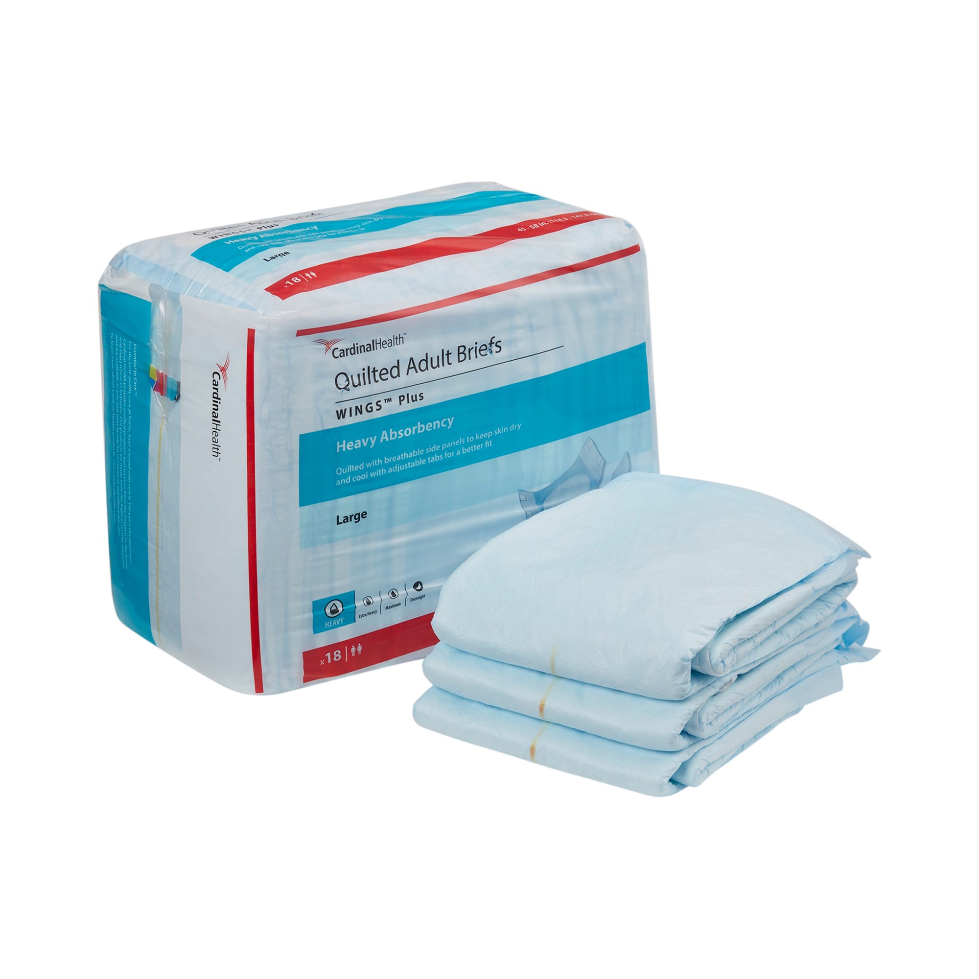 Cardinal - 66034 Wings™ Plus Quilted Heavy Absorbency Incontinence Brief