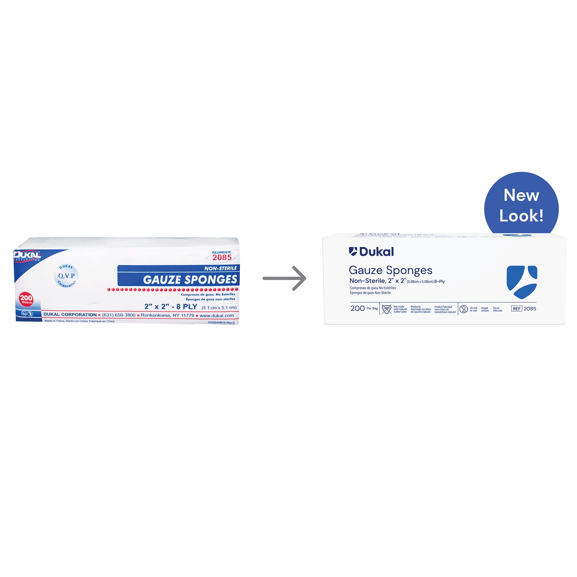 Dukal 2085 - Dukal™ Gauze Sponge, 2 x 2 Inch, 8-Ply - 200/Bag, 5000/Case