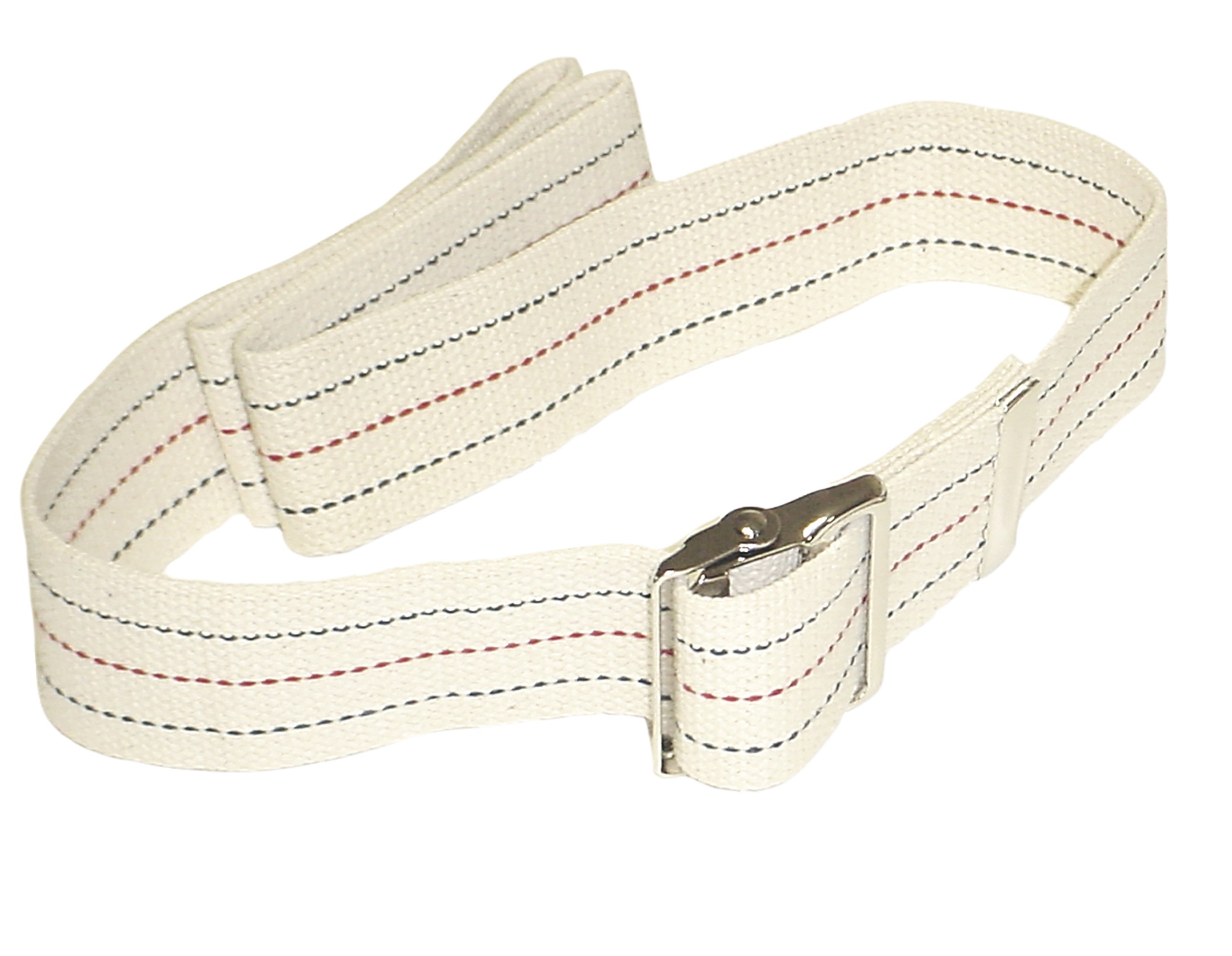 Fabrication Enterprises 50-5130-54 - FabLife™ White Pinstripe Gait Belt with Metal Buckle, 54 Inch - 1/Each