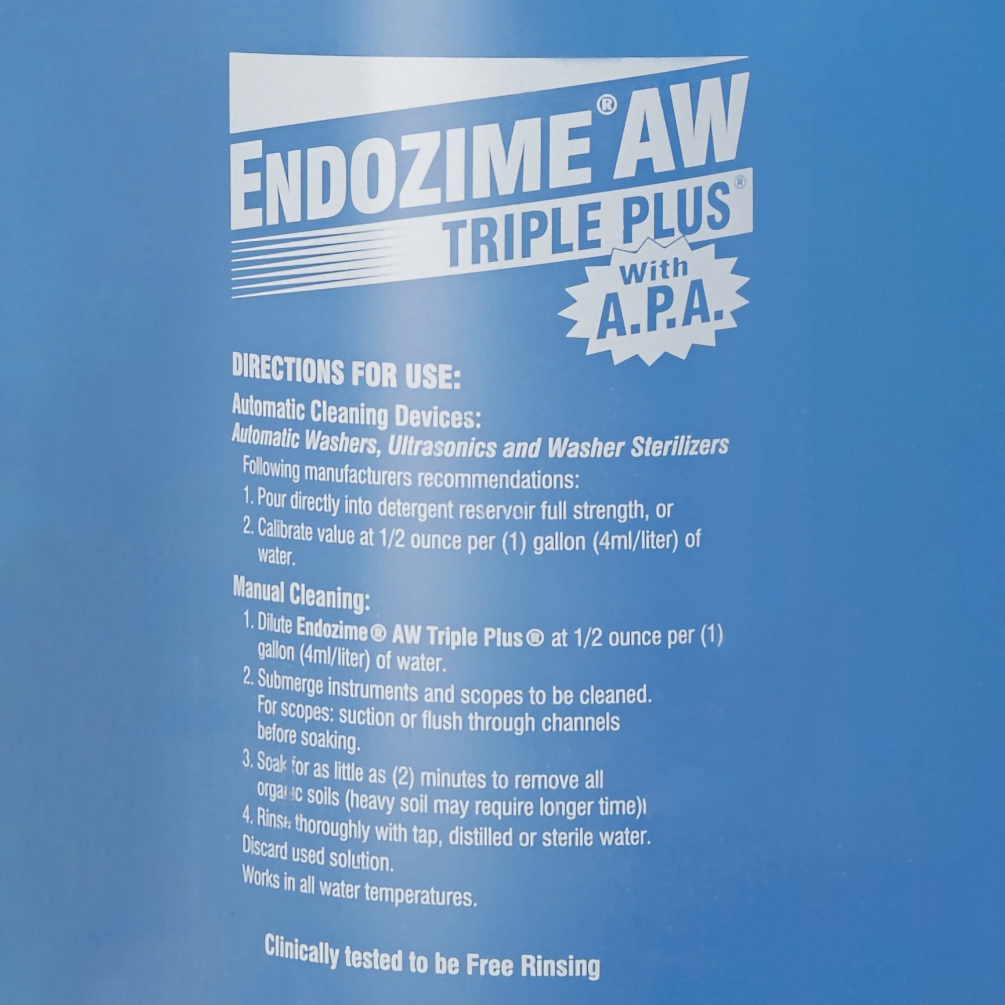 Ruhof Healthcare 34521-27 - Endozime® with APA Multi-Enzymatic Instrument Detergent, 1-gallon Jug - 1/Each, 4/Case