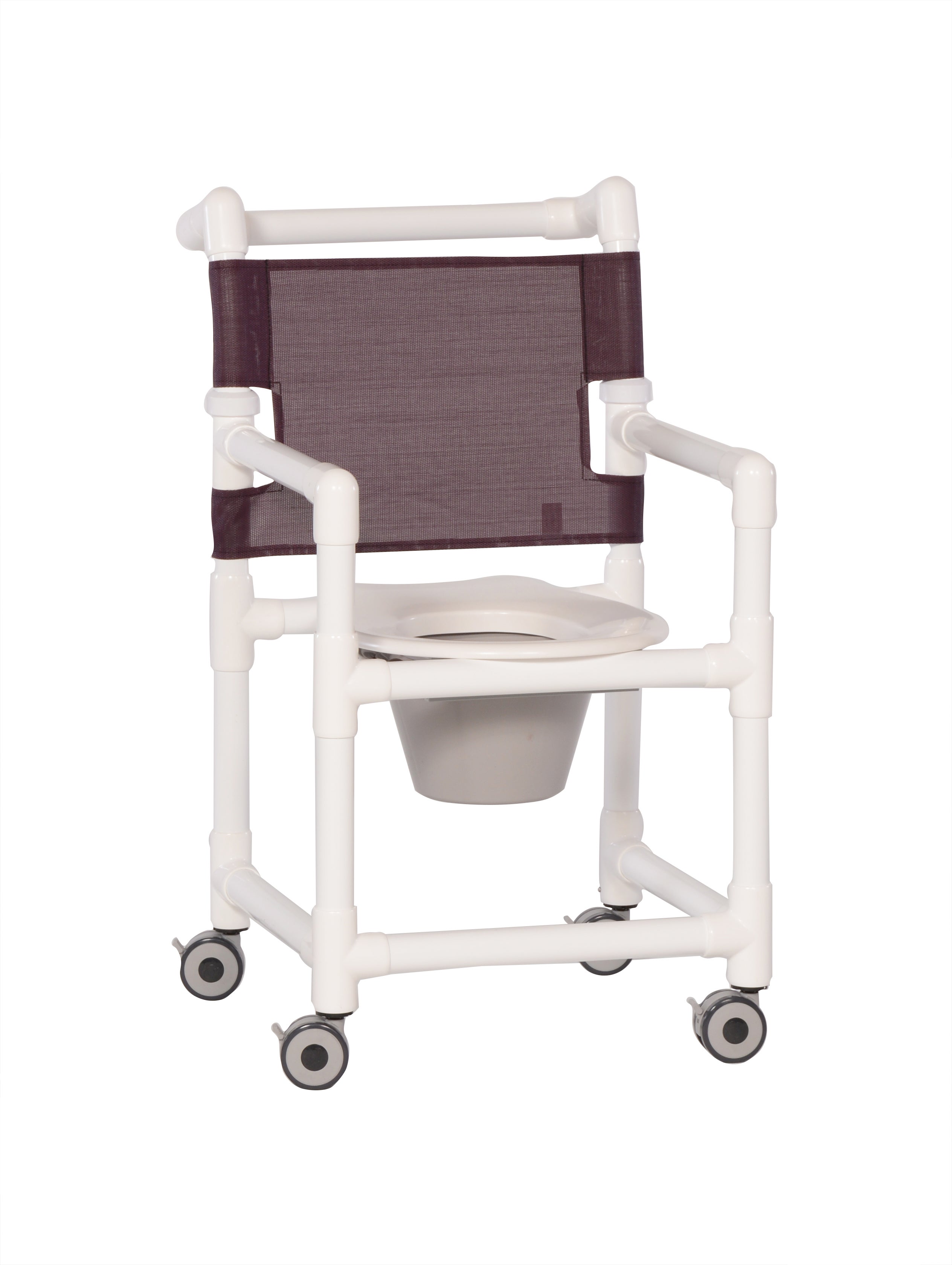 IPU - SCC9150PLUM Commode / Shower Chair ipu® Fixed Arms PVC Frame Mesh Backrest 21 Inch Seat Width 300 lbs. Weight Capacity