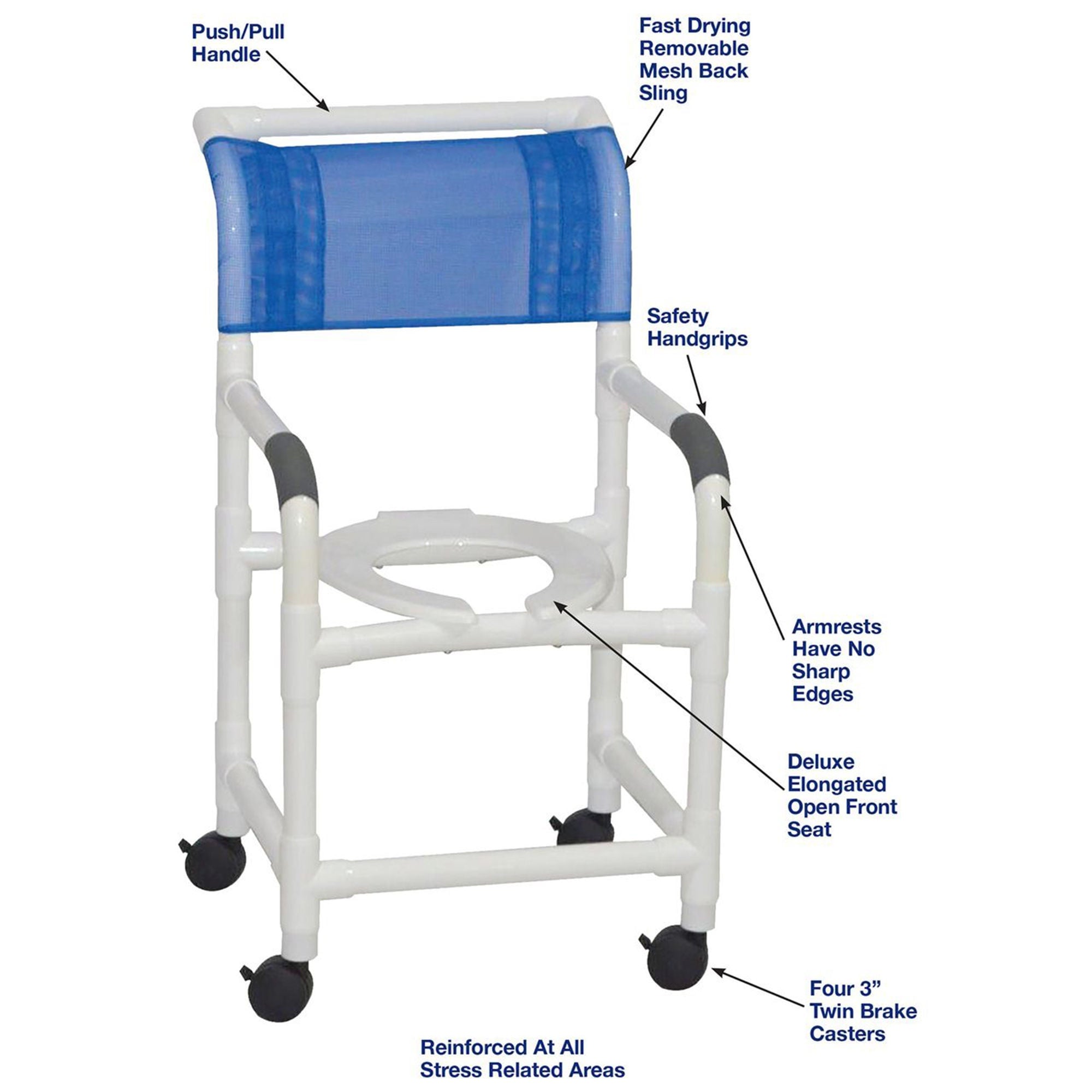 MJM International - 118-3TW Shower Chair MJM International PVC Frame 18 Inch Seat Width 300 lbs. Weight Capacity