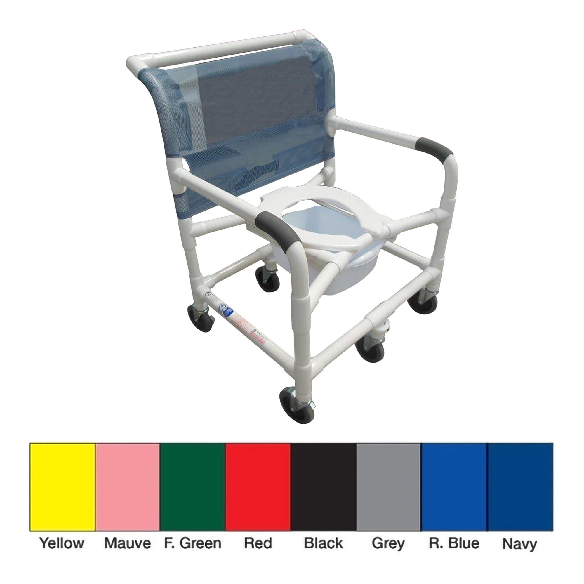 MJM International - 126-5HD-BAR Shower Chair MJM International Fixed Arms PVC Frame Mesh Backrest 26 Inch Seat Width 600 lbs. Weight Capacity