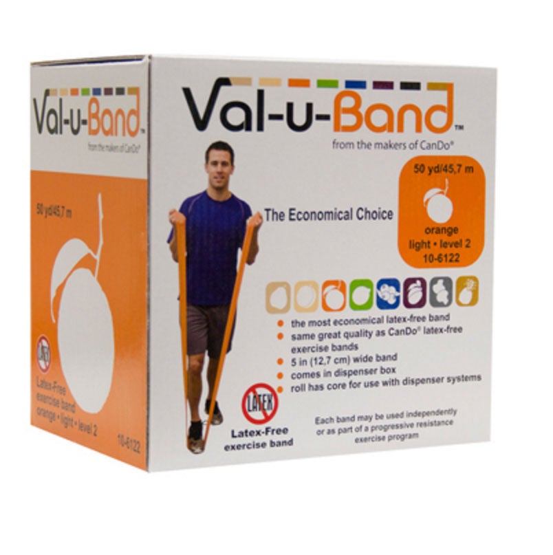 Fabrication Enterprises - 10-6122 Exercise Resistance Band Val-u-Band® Orange 5 Inch X 50 Yard Level 2 Resistance