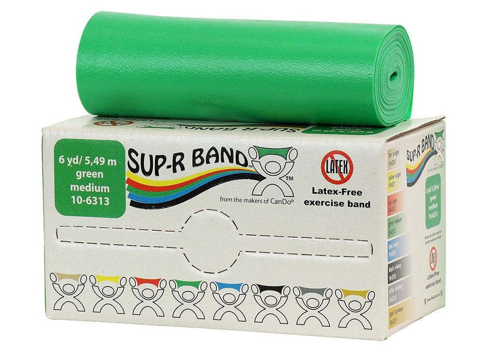 Fabrication Enterprises - 10-6313 Exercise Resistance Band Sup-R Band® Green 5 Inch X 6 Yard Medium Resistance