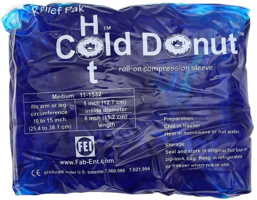 Fabrication Enterprises - 11-1532 Hot / Cold Pack Sleeve Relief Pak® Cold n’ Hot® Donut® General Purpose Medium 10 to 15 Inch Inner Circumference Polyurethane / Gel Reusable