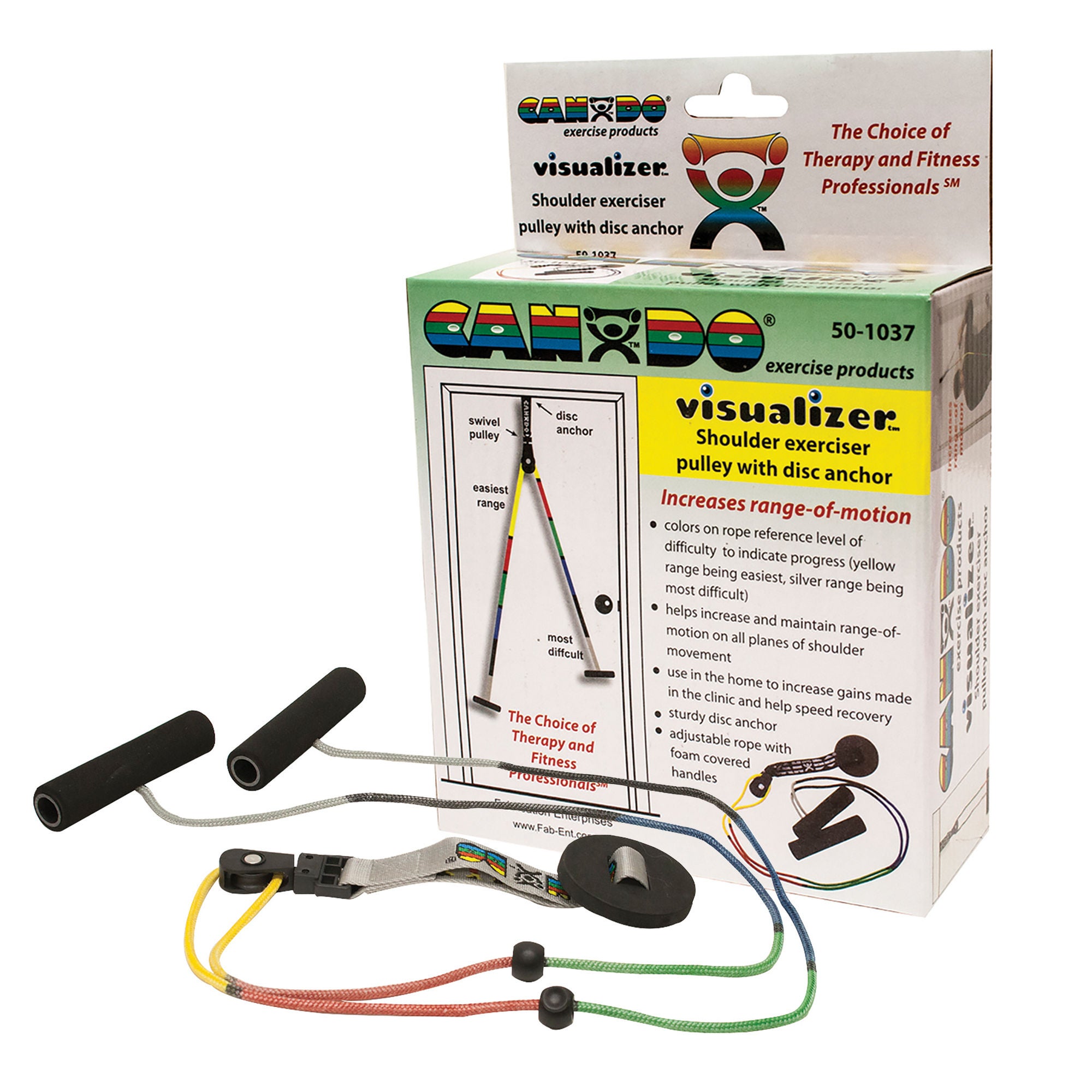 Fabrication Enterprises - 50-1037 Shoulder Exerciser CanDo® Overdoor Shoulder Pulley / Visualizer® Color System Yellow / Red / Green / Blue / Black Varied Resistance